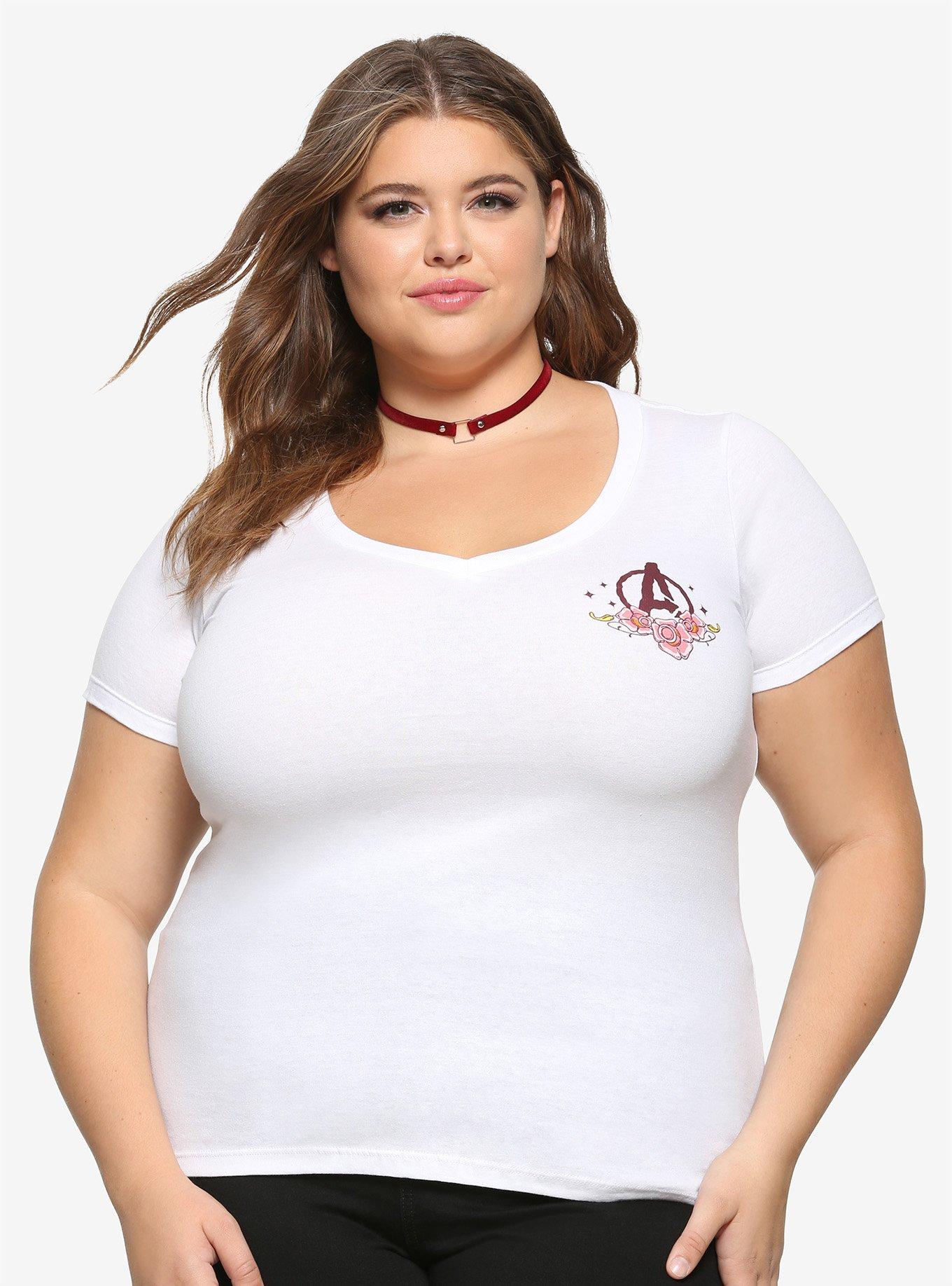 Marvel The Avengers Tattoo Flash Girls T-Shirt Plus Size, , alternate