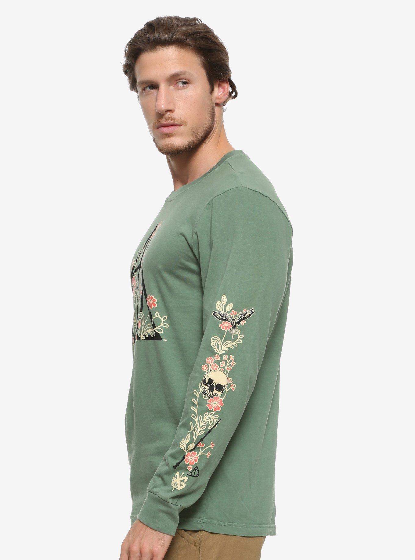 Harry Potter Deathly Hallows Long Sleeve T-Shirt - BoxLunch Exclusive, GREEN, alternate