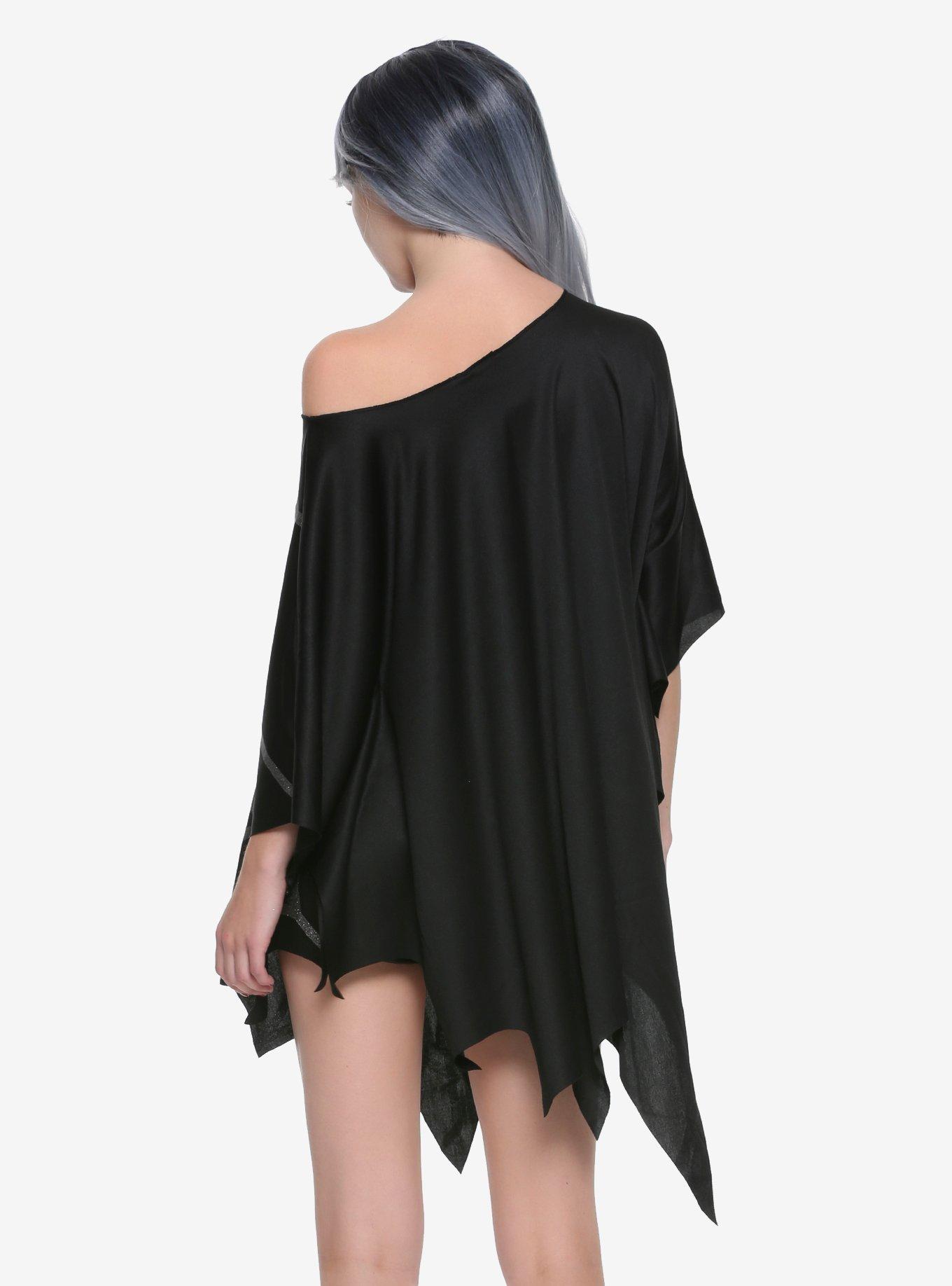 Black Glitter Web Poncho