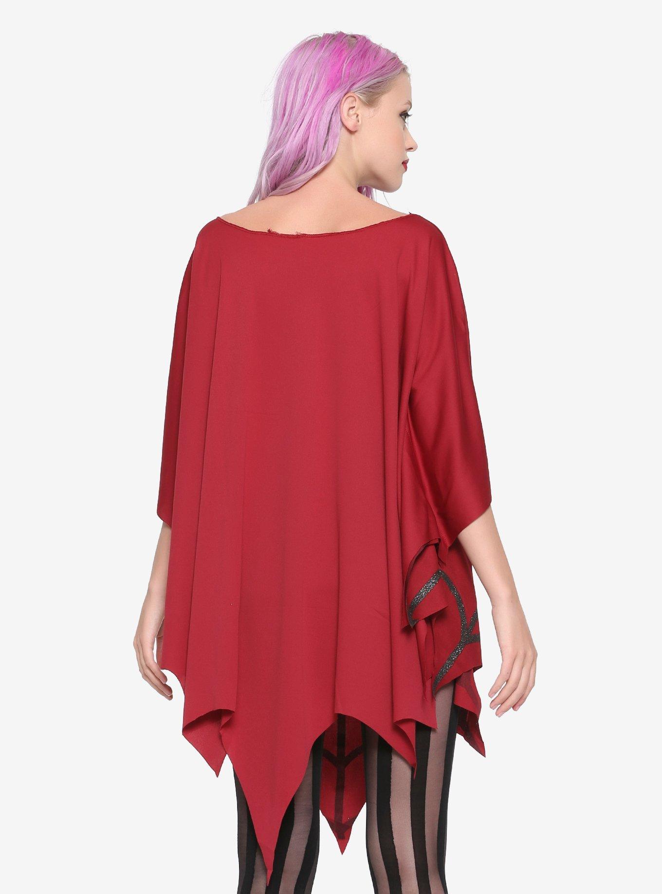 Red Glitter Web Poncho, , alternate