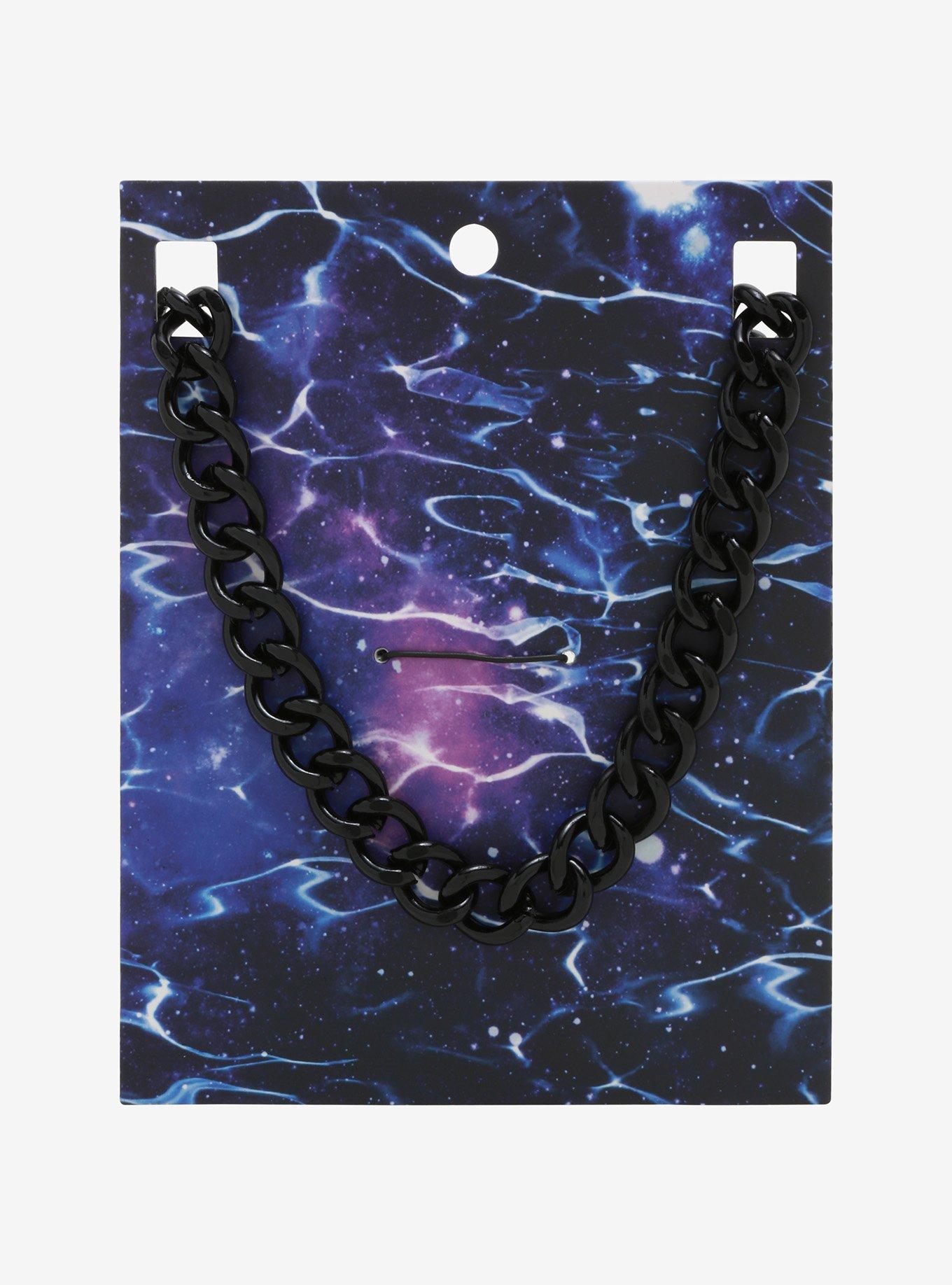 Black Thick Chain Necklace, , alternate