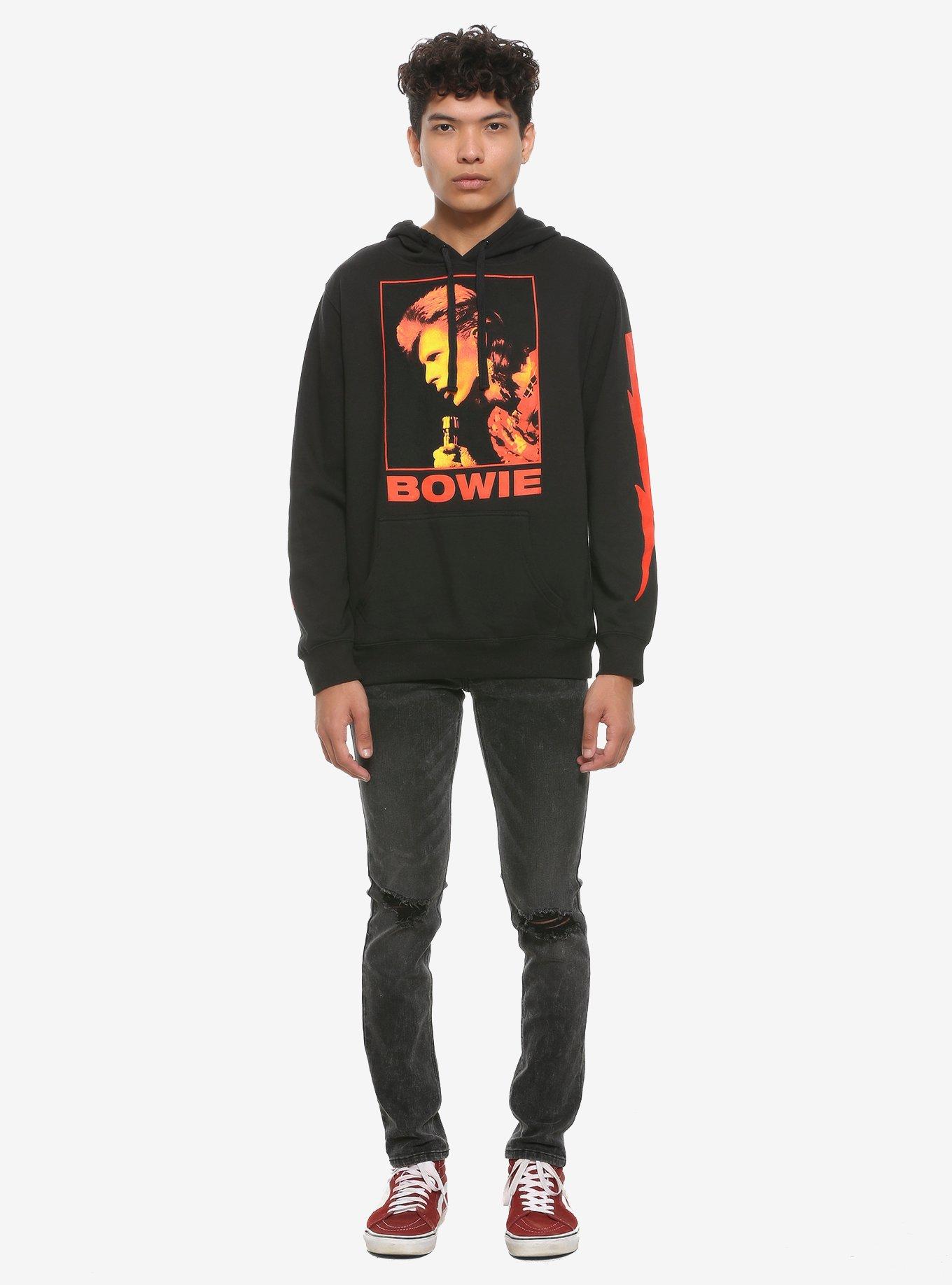 David Bowie Portrait Lightning Bolt Hoodie, BLACK, alternate