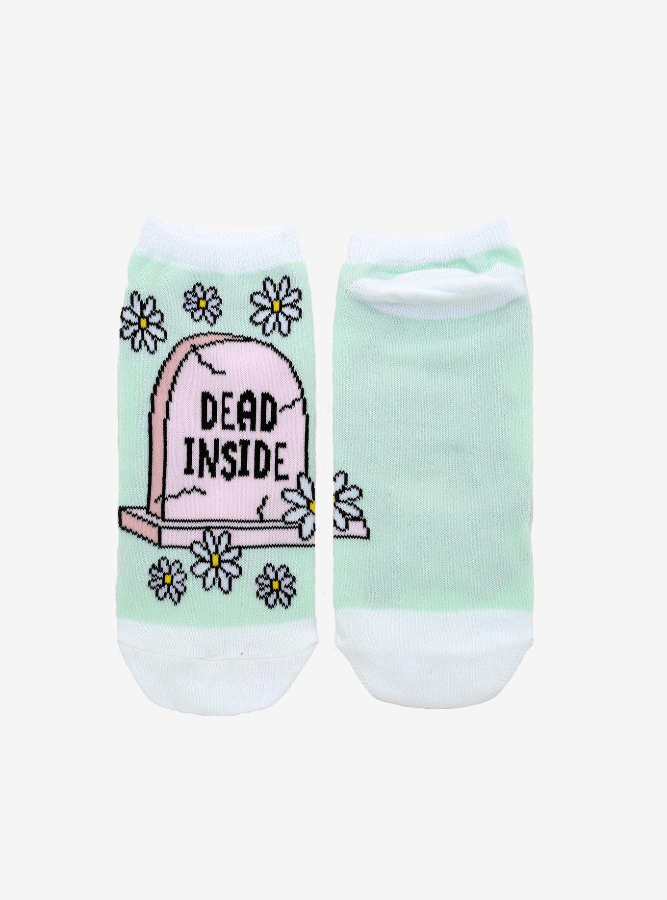 Daisy Dead Inside Tombstone No-Show Socks, , alternate