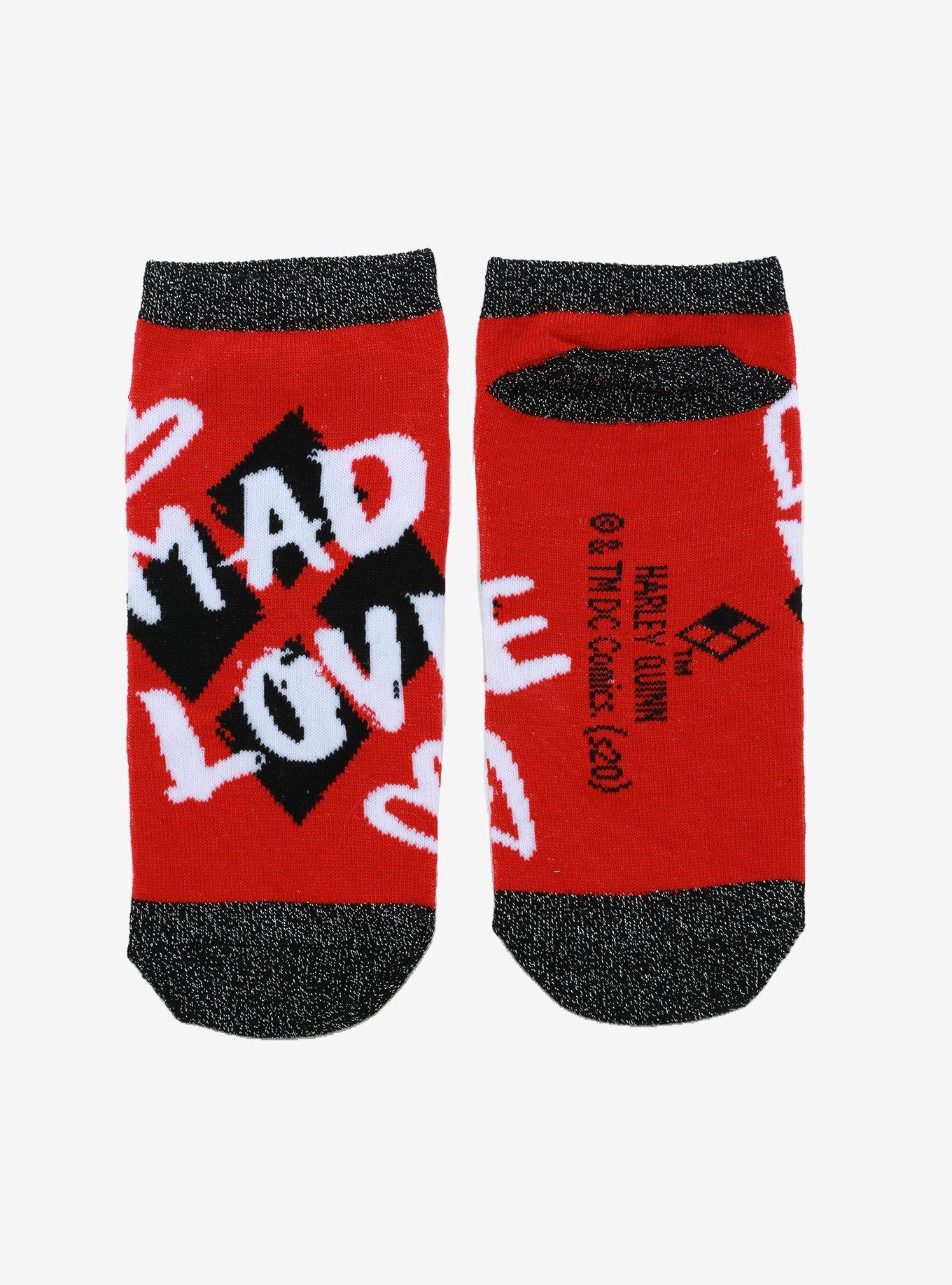 DC Comics Harley Quinn Mad Love No-Show Socks, , alternate