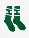 Four-Leaf Clover Green & White Crew Socks, , alternate
