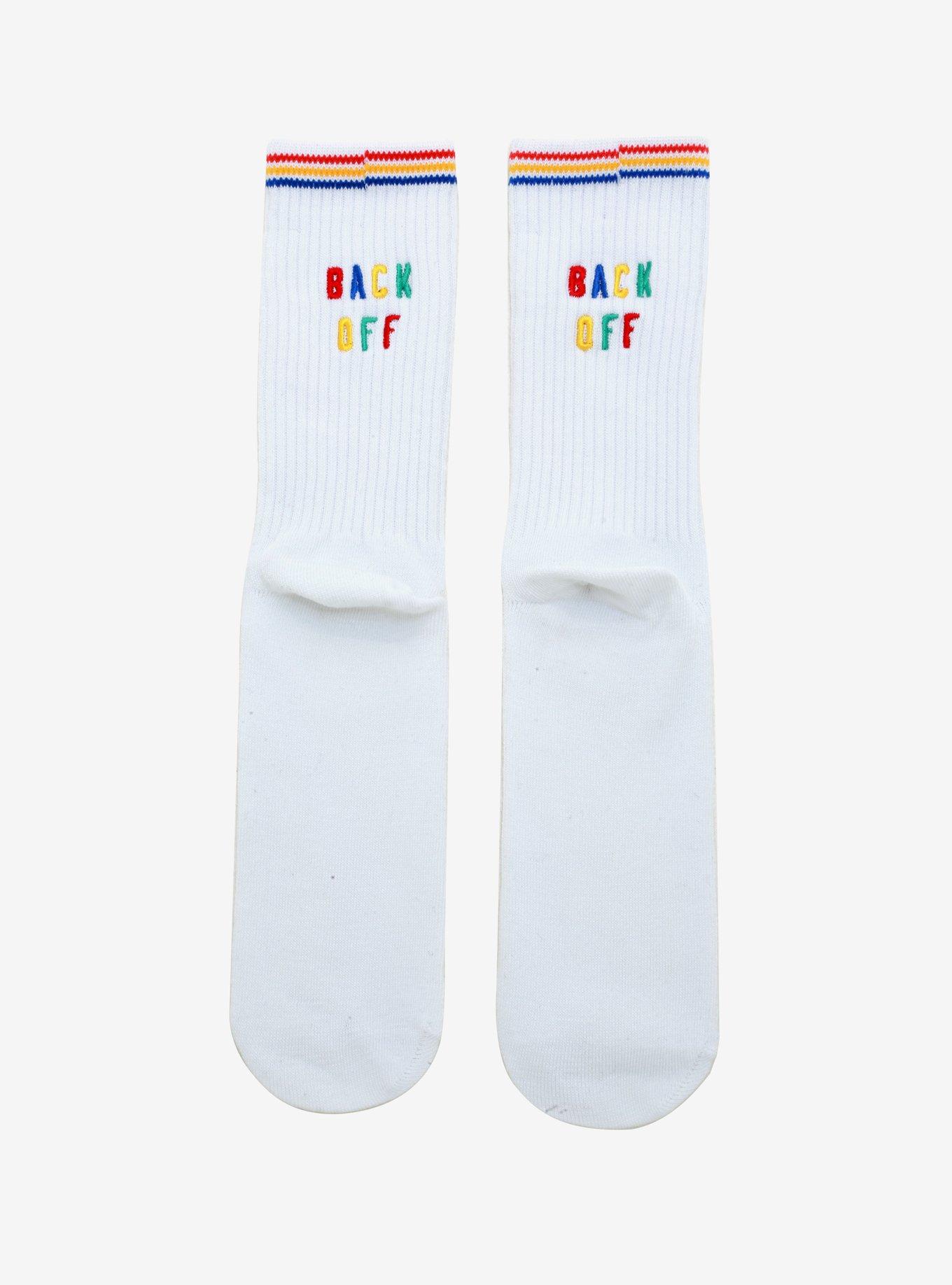 Back Off Striped Crew Socks, , alternate