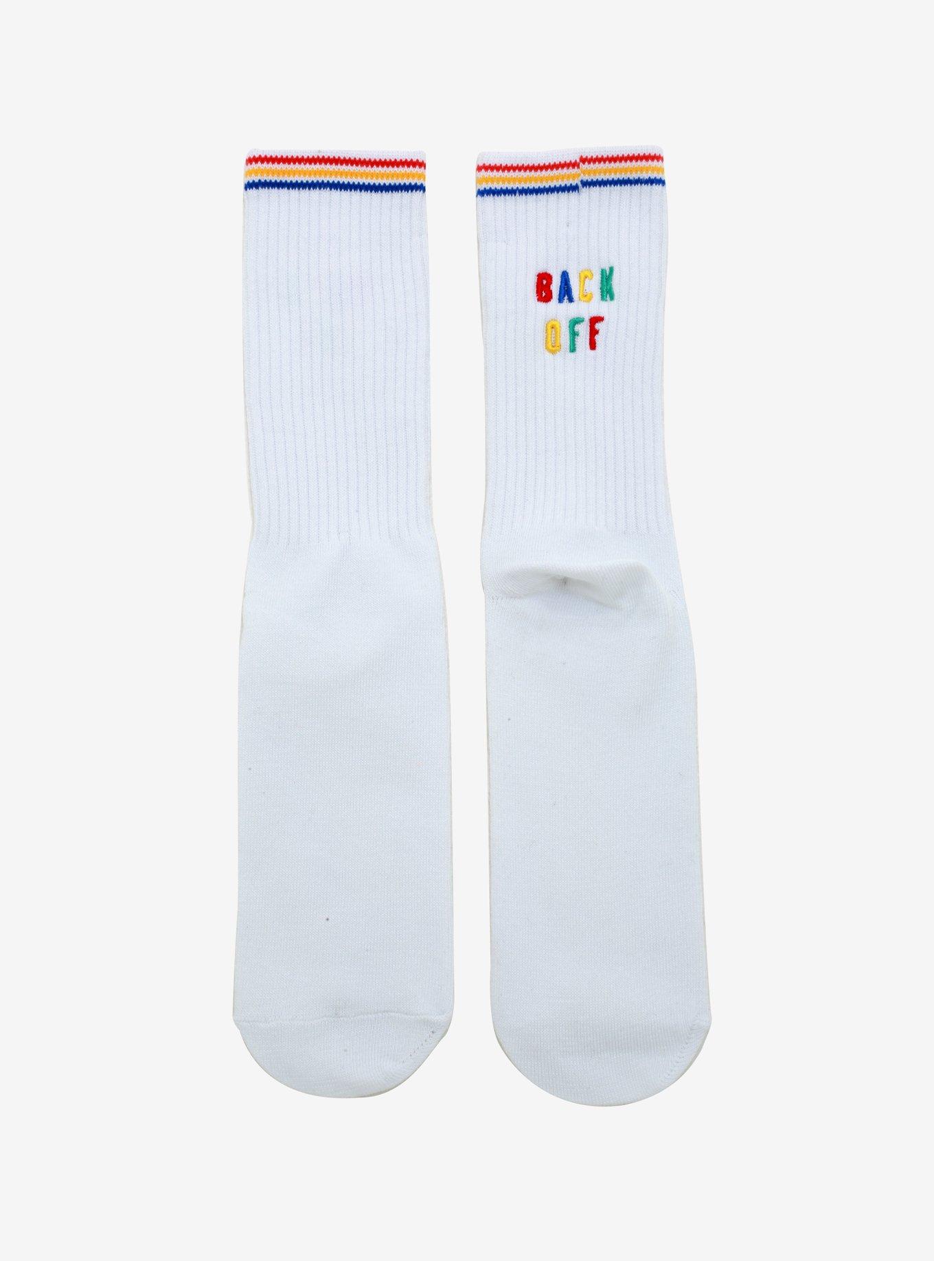 Back Off Striped Crew Socks, , alternate