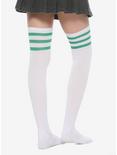 White & Green Varsity Stripe Over-The-Knee Socks, , alternate
