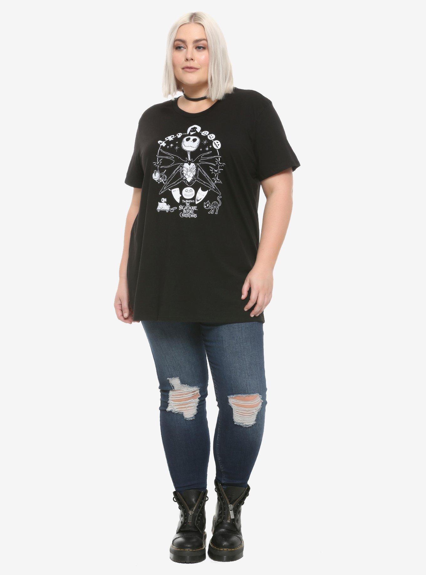 The Nightmare Before Christmas Black & White Jack Frame Girls T-Shirt Plus Size, WHITE, alternate