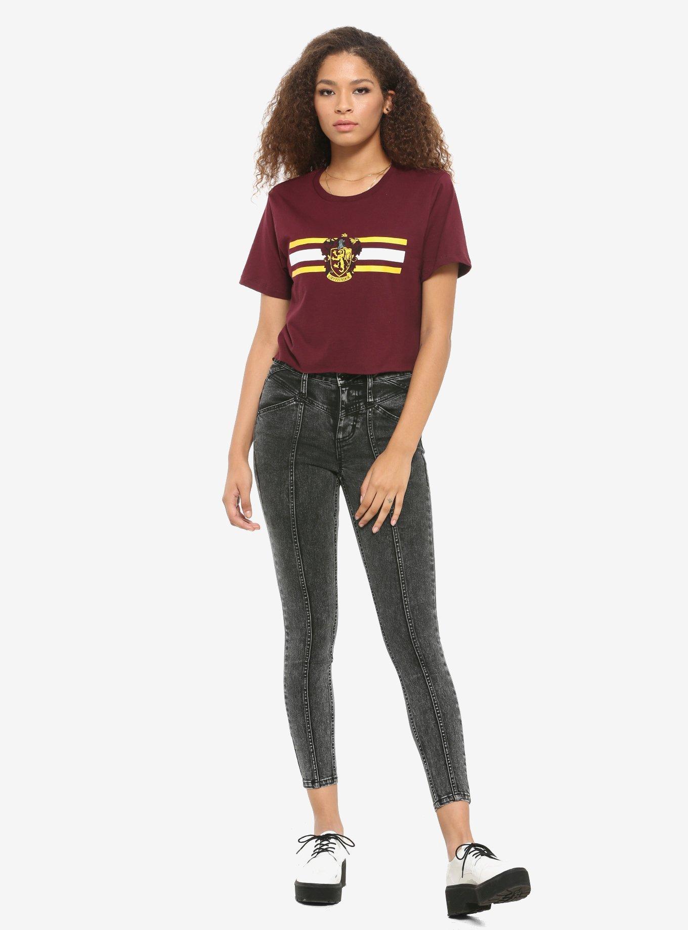 Harry Potter Gryffindor Stripes Girls Crop T-Shirt, MULTI, alternate