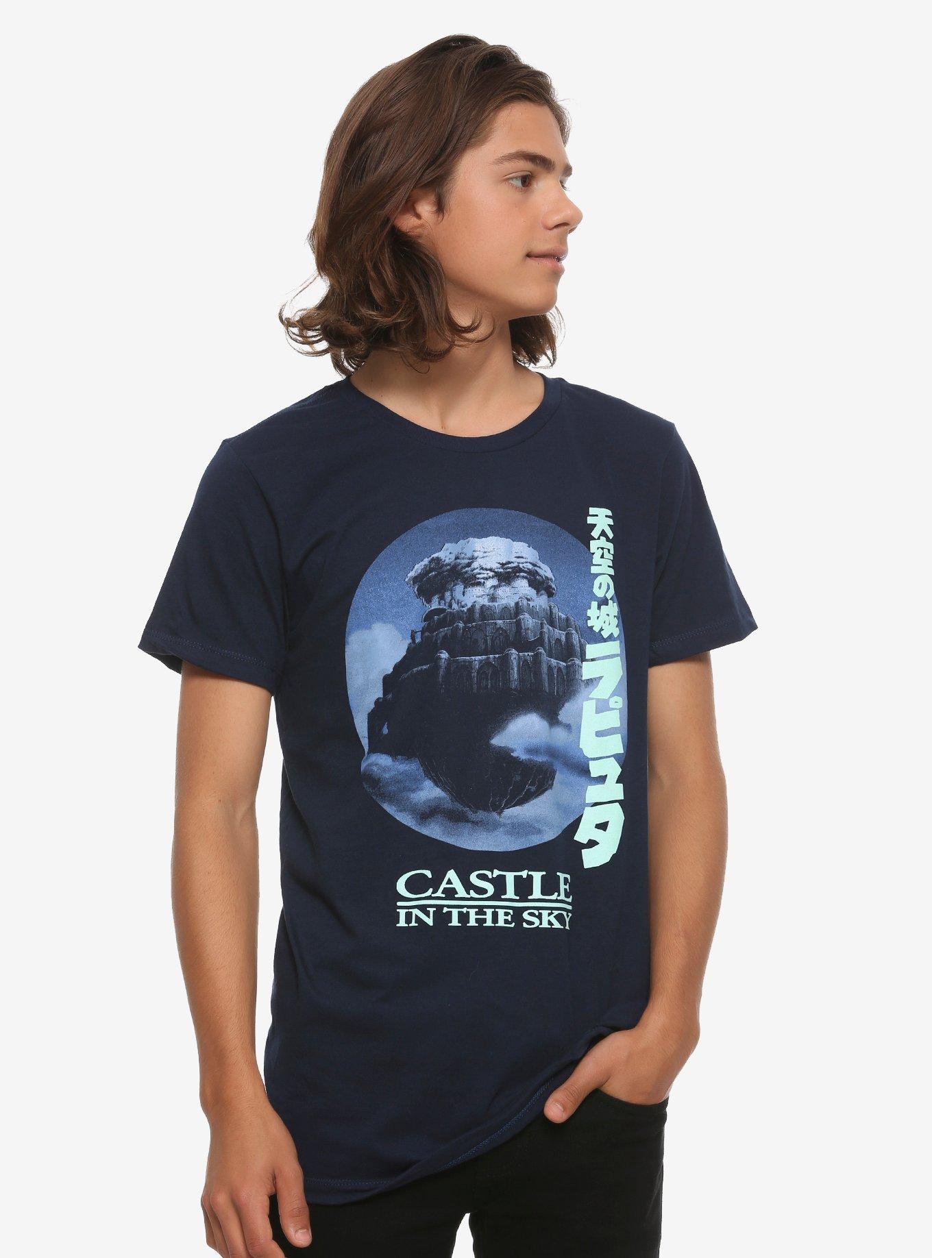 Studio Ghibli Castle In The Sky Round Frame T-Shirt, NAVY, alternate