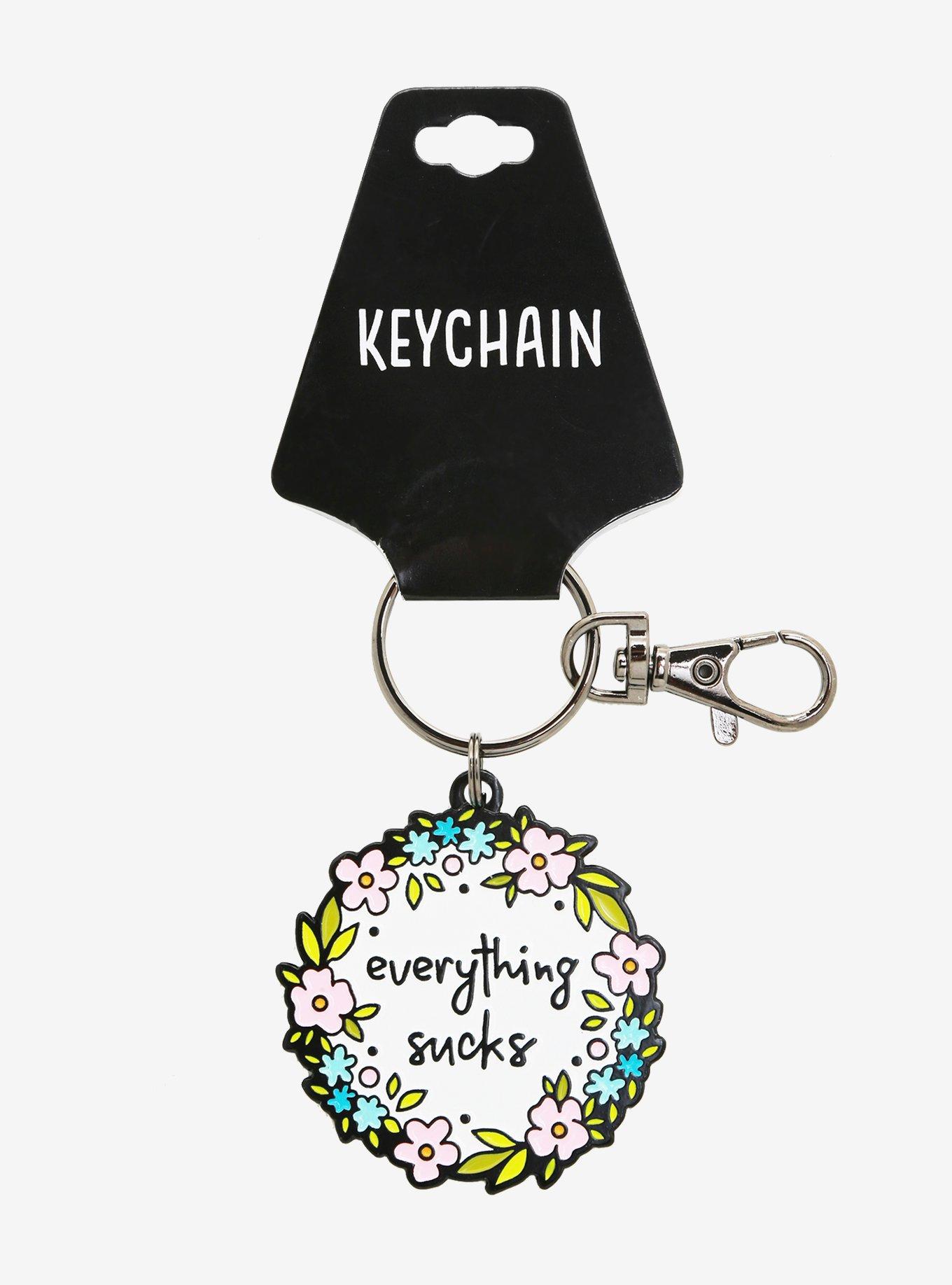 Everything Sucks Floral Key Chain, , alternate