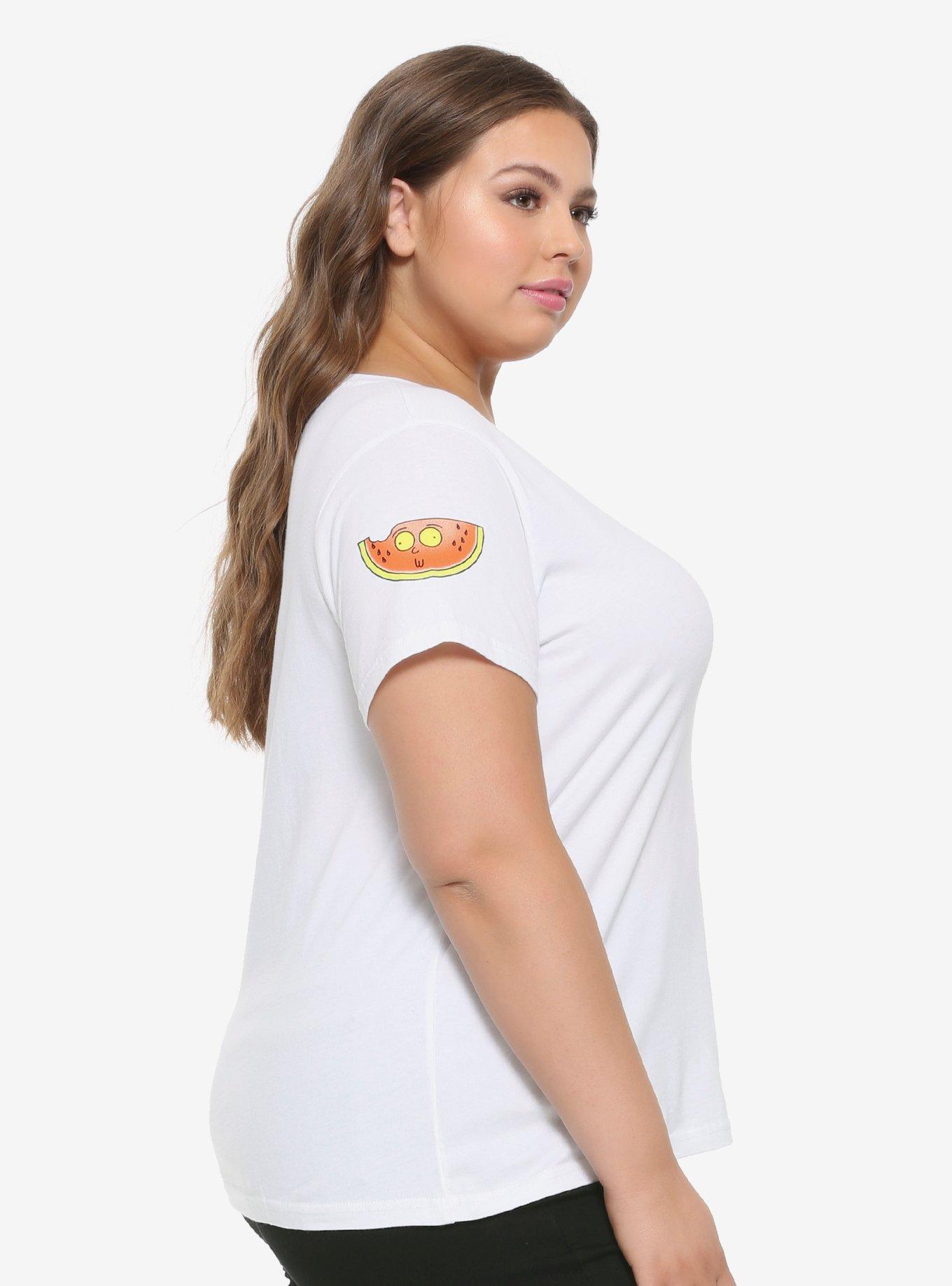 Rick And Morty Fruit Stickers Girls T-Shirt Plus Size, MULTI, alternate