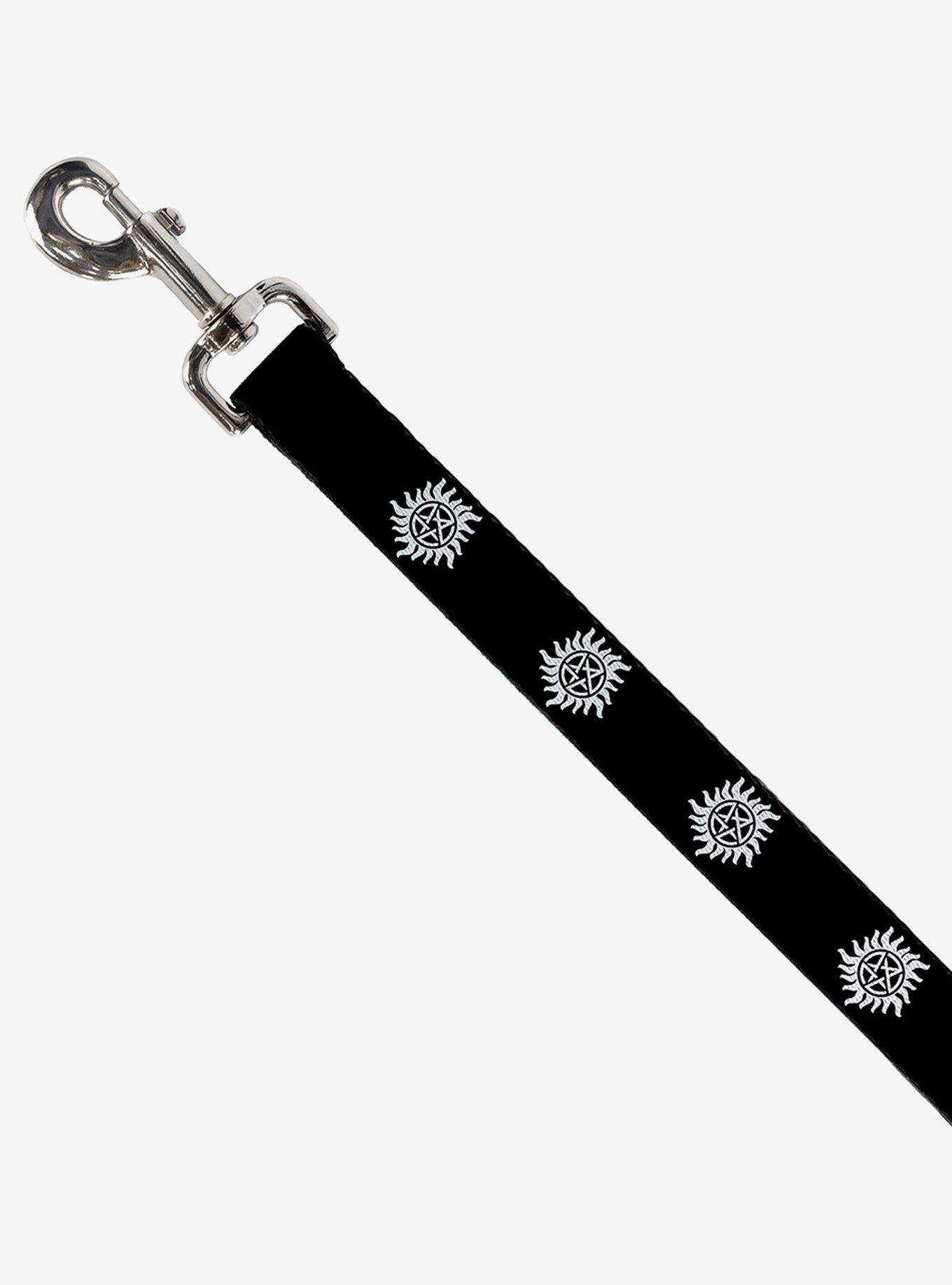 Supernatural Winchester Pentagram Repeat Black White Dog Leash 6 Ft, , hi-res