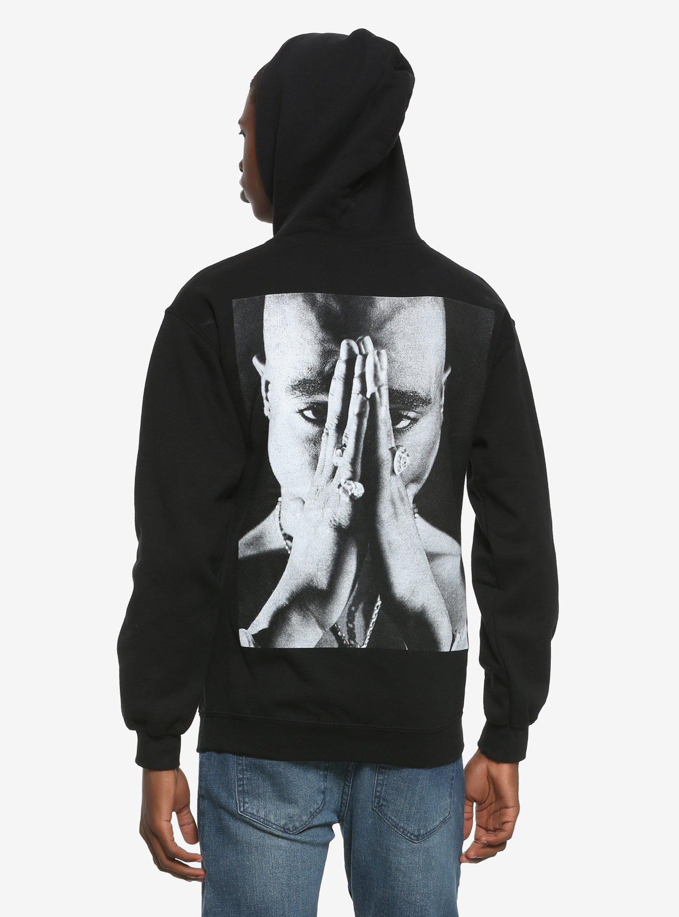 Tupac Prayer Hands Photo Hoodie, BLACK, alternate