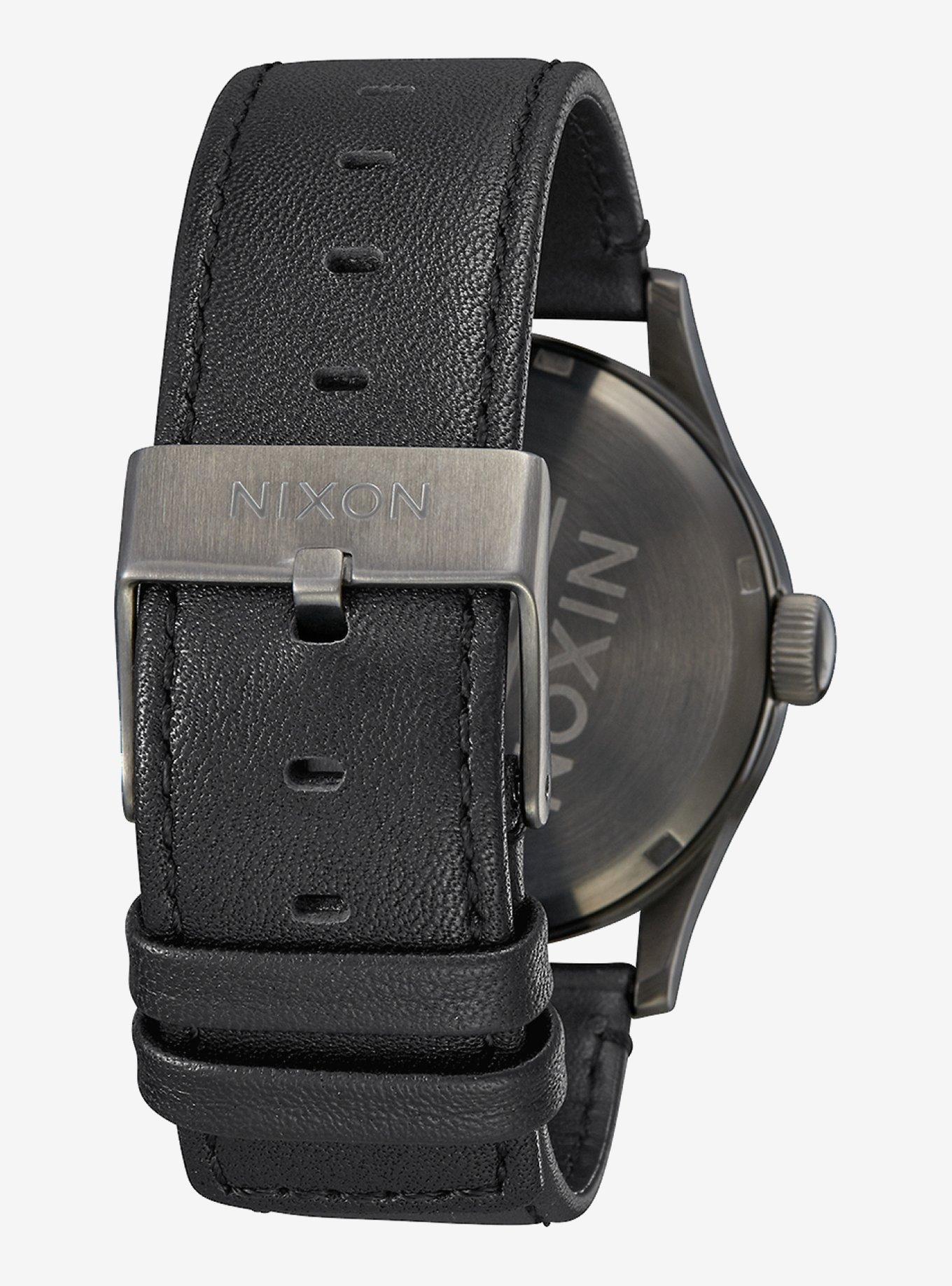 Nixon Sentry Leather Gunmetal and Black Watch, , alternate