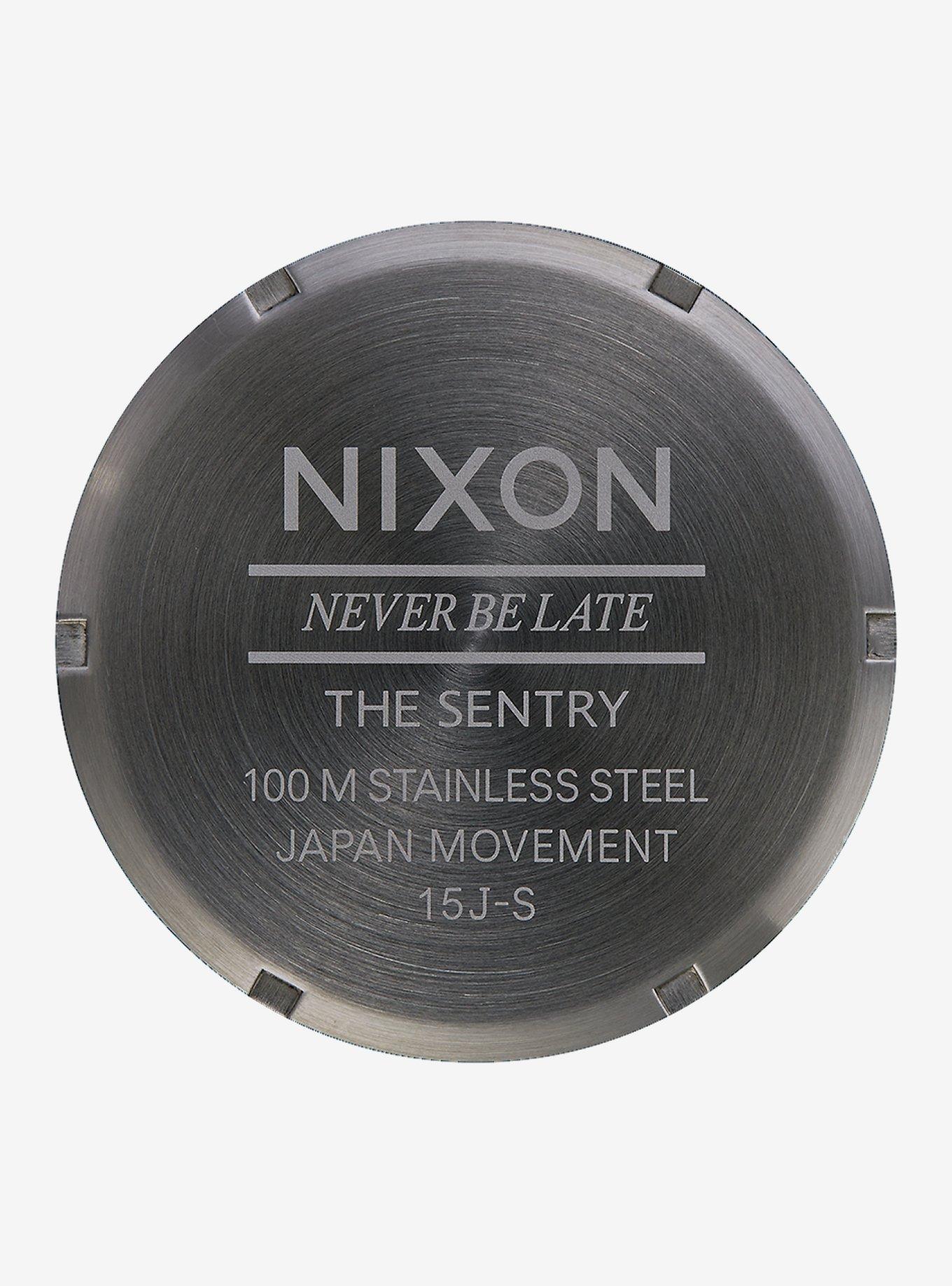 Nixon Sentry Leather Gunmetal and Black Watch, , alternate