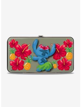 Plus Size Disney Lilo & Stitch Hula Pose Front Back Hibiscus Flowers Pineapples Hinged Wallet, , hi-res