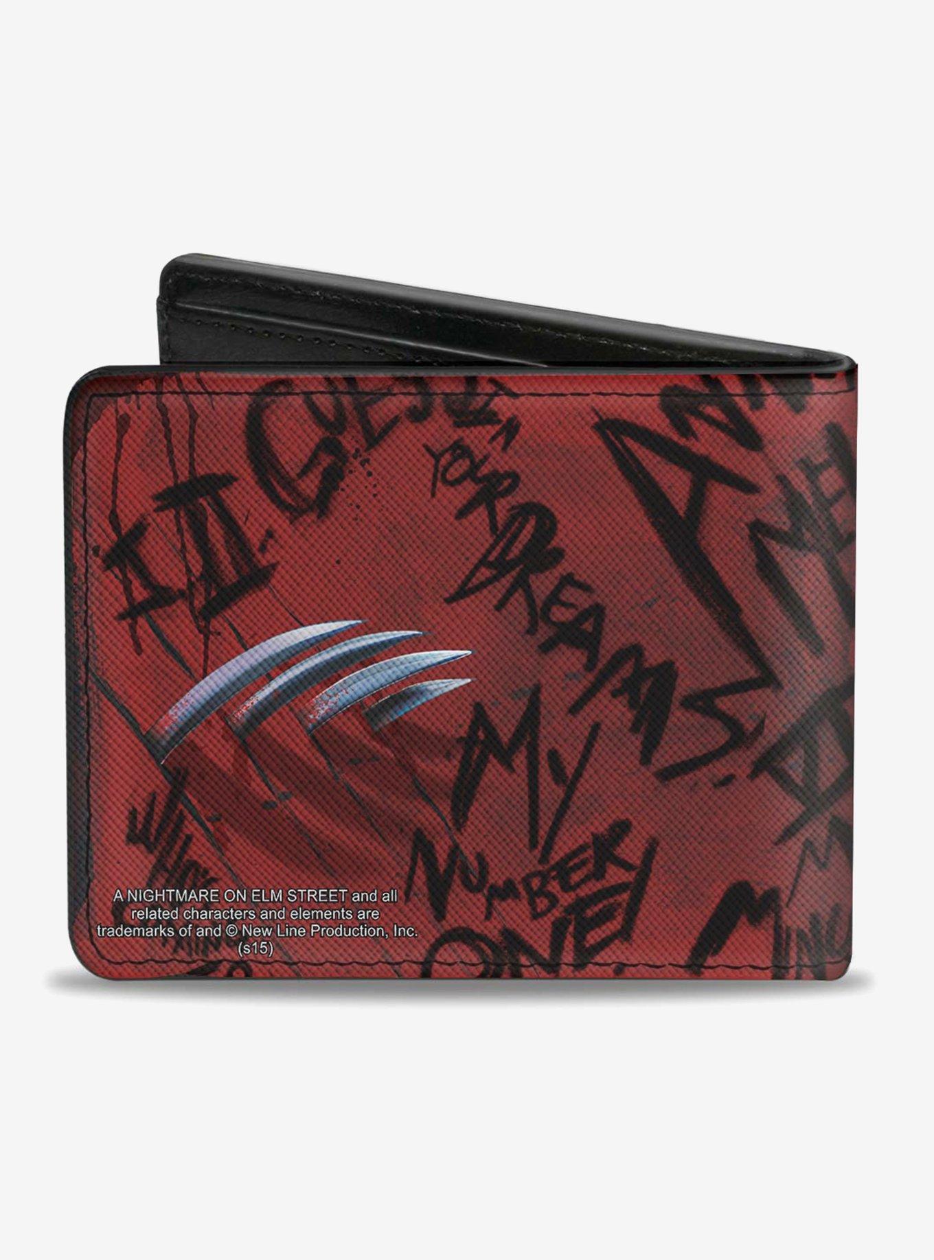 A Nightmare On Elm Street Freddy Pose With Quotes Bi-Fold Wallet, , alternate
