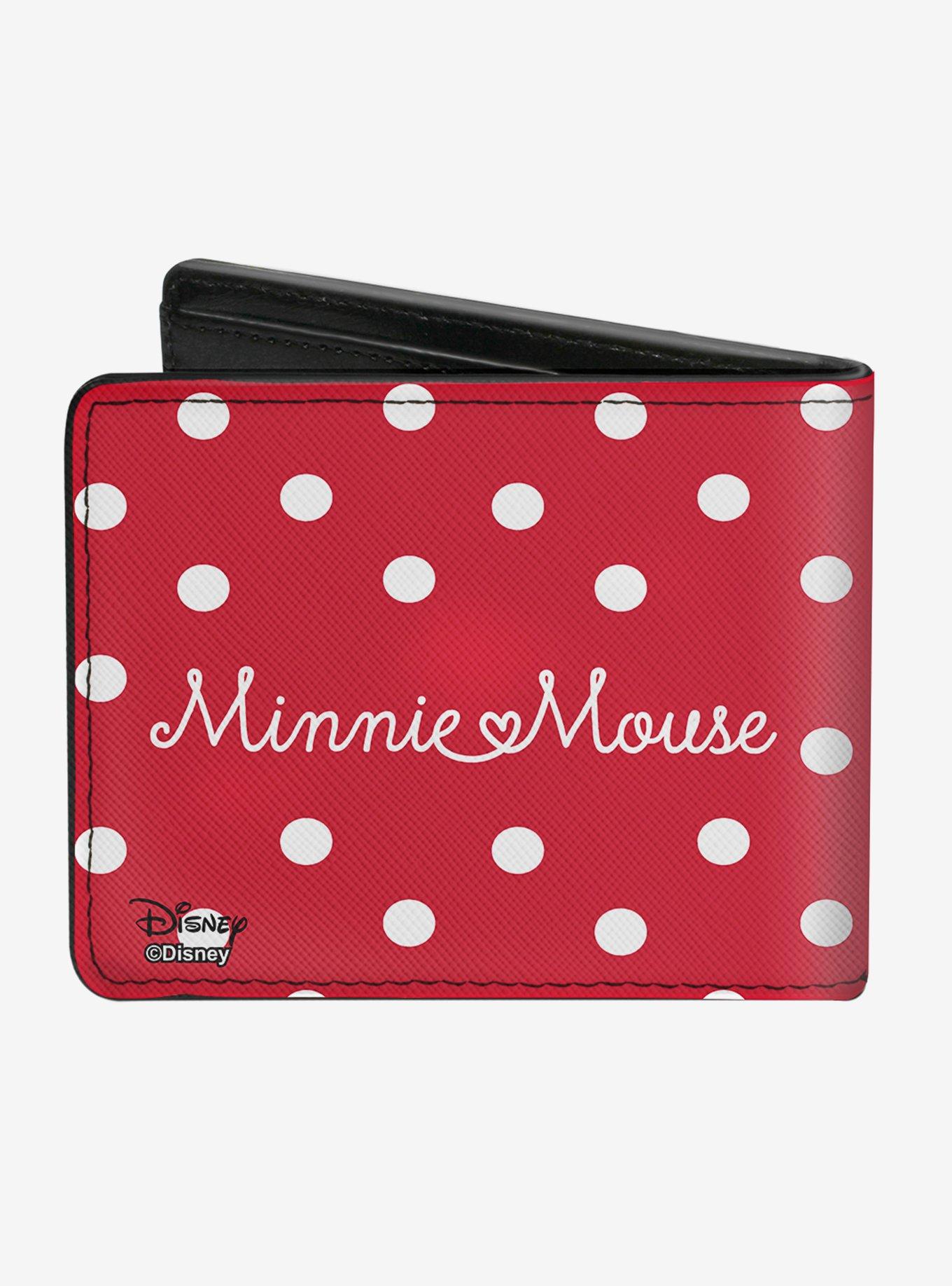 Disney Minnie Mouse Face Script Polka Dots Bi-Fold Wallet, , alternate