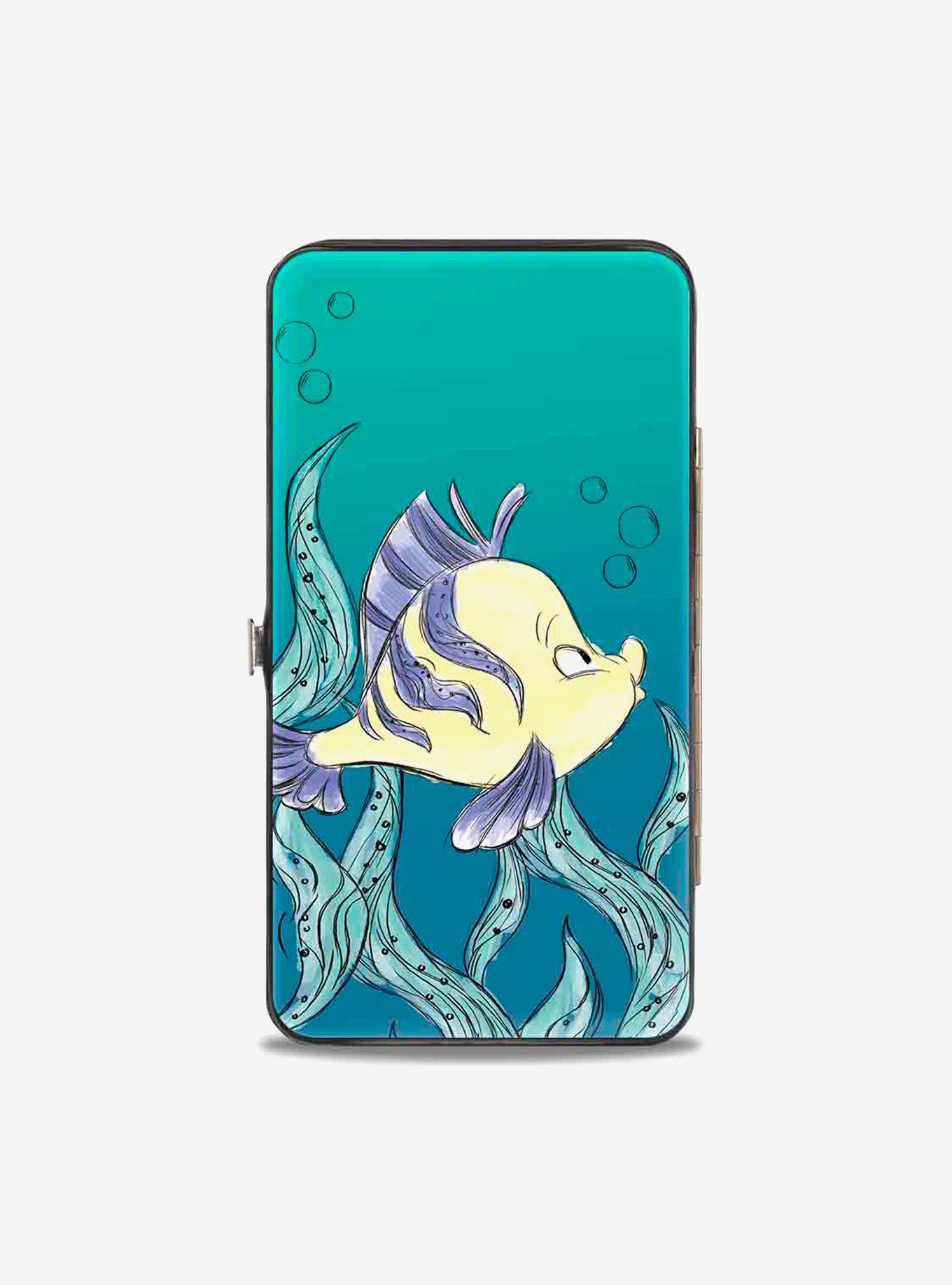 Disney The Little Mermaid Ariel Over Shoulder Flounder Sketch Poses Hinged Wallet, , hi-res