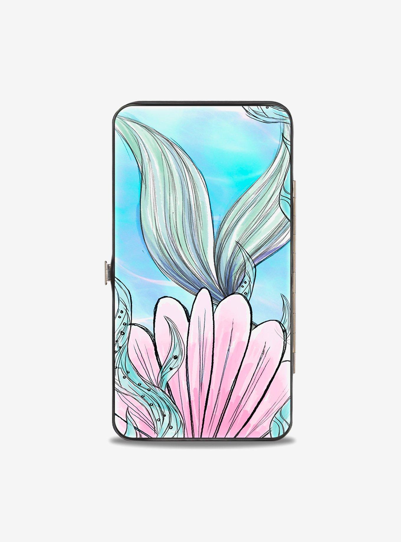 Disney The Little Mermaid Ariel Over Shoulder Sketch Pose Tail Shells Hinged Wallet, , hi-res