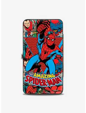 Marvel Spider-Man: The Amazing Spider-Man Action Pose Retro Comic Blocks Hinged Wallet, , hi-res