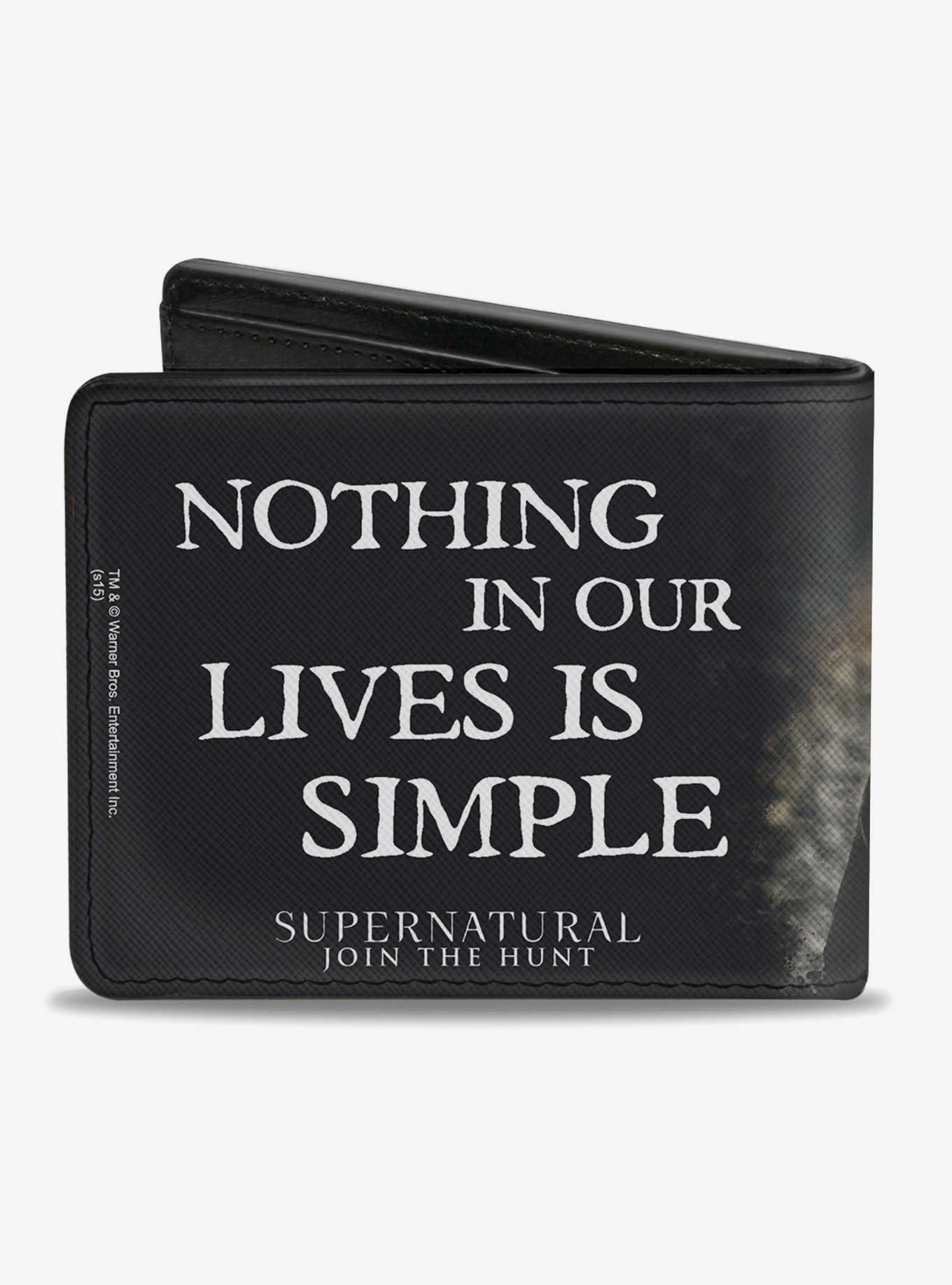 Supernatural Dean Sam Castiel Nothing In Our Lives Is Simple Bi-Fold Wallet, , hi-res