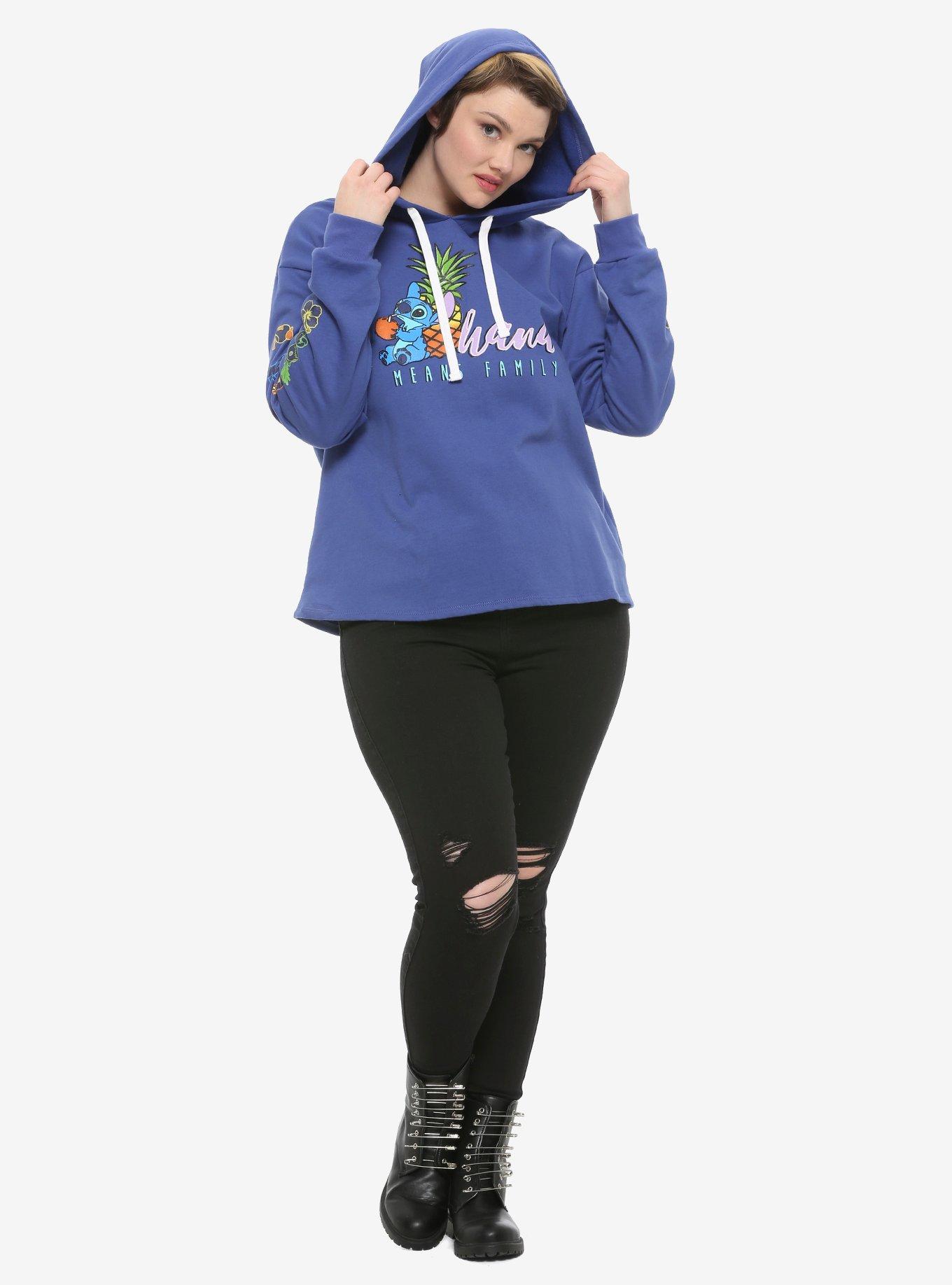 Disney Lilo & Stitch Icon Sleeve Girls Hoodie Plus Size, MULTI, alternate