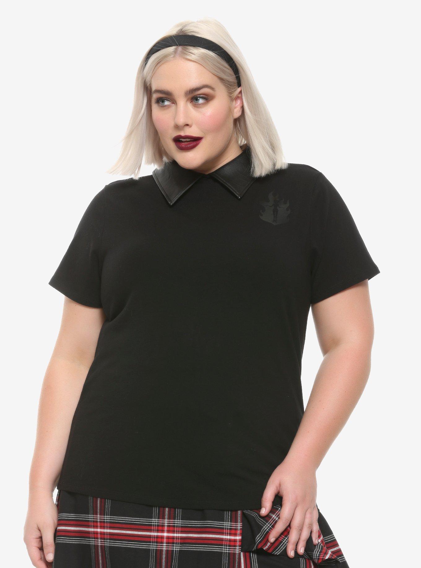 Chilling Adventures Of Sabrina Herald Of Hell Girls Collared Top Plus Size, BLACK, alternate