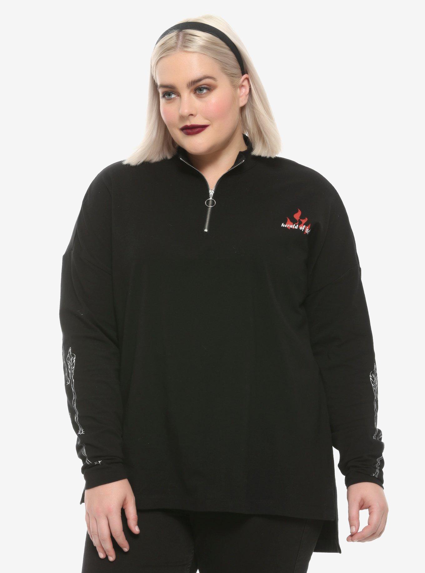 Chilling Adventures Of Sabrina Herald Of Hell Half-Zipper Girls Long-Sleeve T-Shirt Plus Size, MULTI, alternate