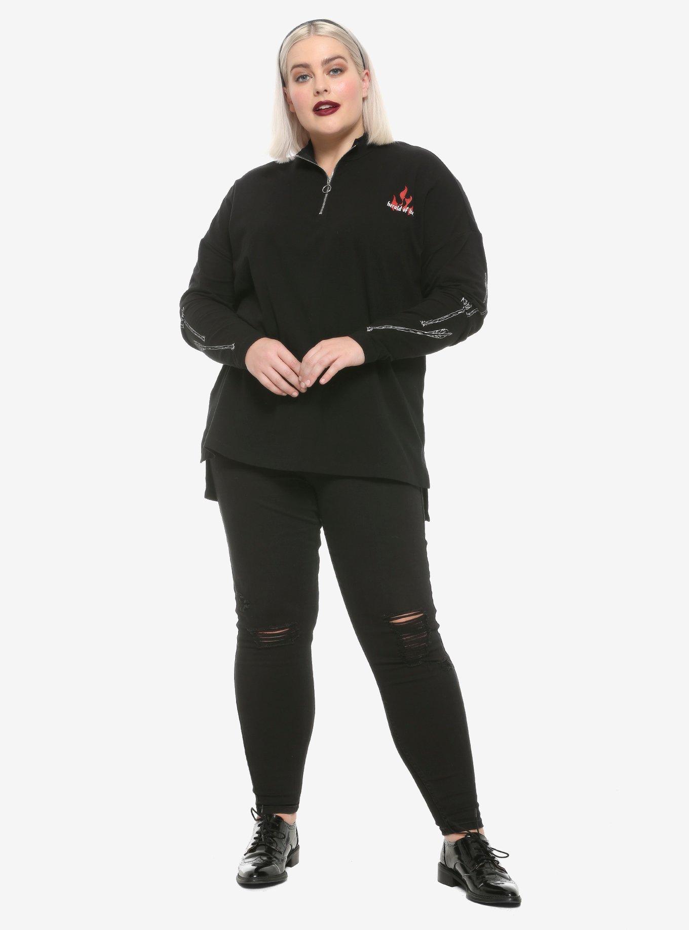 Chilling Adventures Of Sabrina Herald Of Hell Half-Zipper Girls Long-Sleeve T-Shirt Plus Size, MULTI, alternate