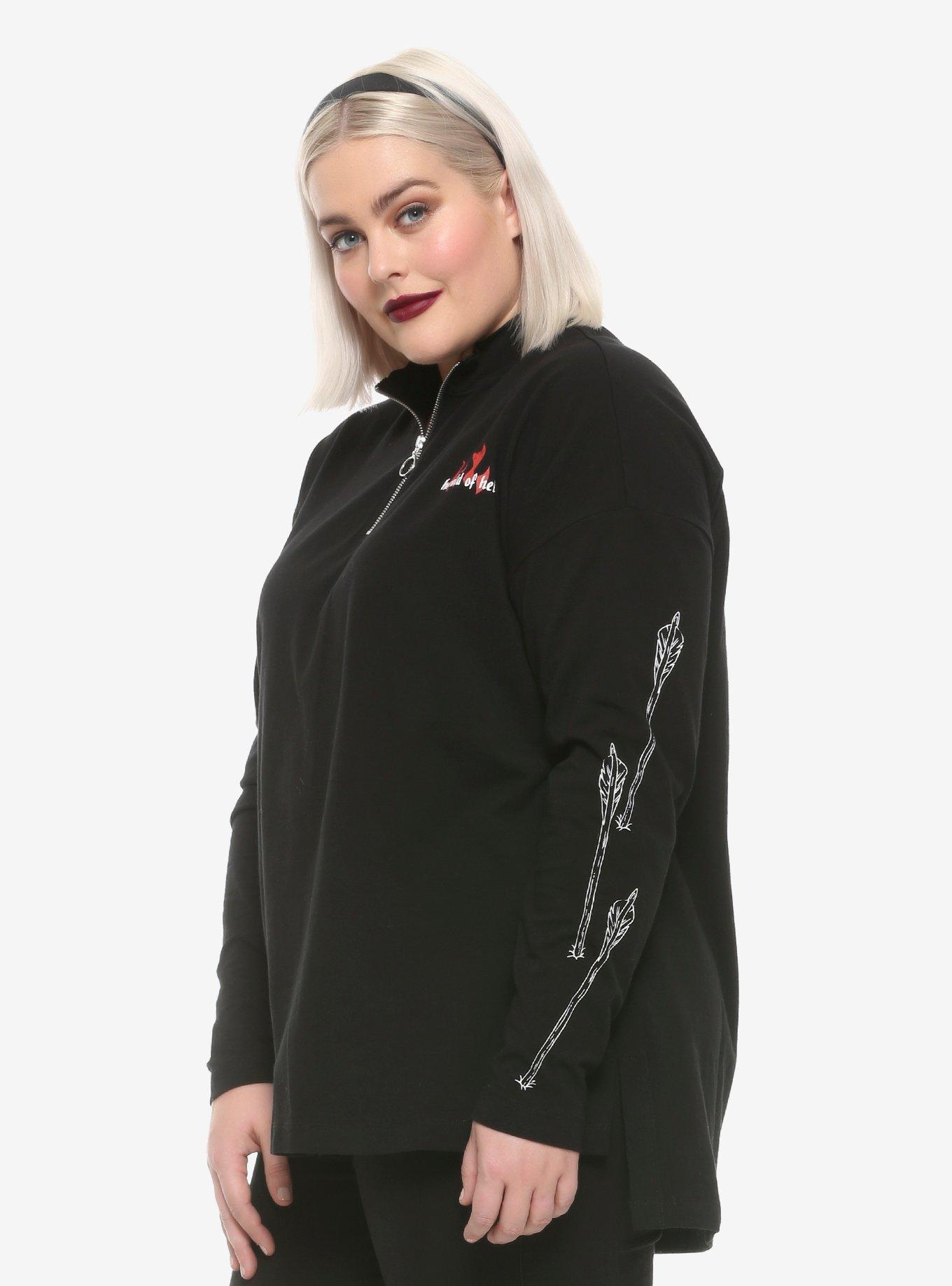 Chilling Adventures Of Sabrina Herald Of Hell Half-Zipper Girls Long-Sleeve T-Shirt Plus Size, MULTI, alternate