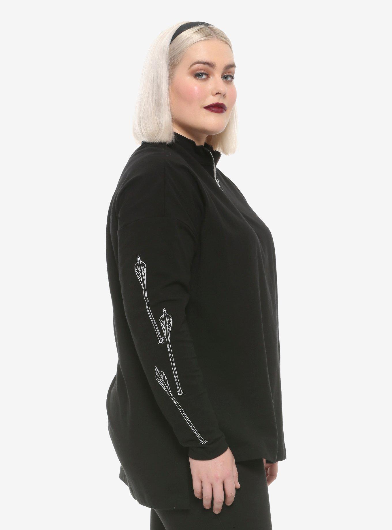 Chilling Adventures Of Sabrina Herald Of Hell Half-Zipper Girls Long-Sleeve T-Shirt Plus Size, MULTI, alternate