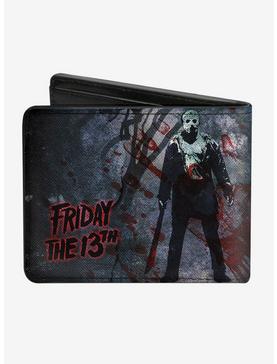 Friday The 13th Logo Jason Machete Blood Splatter Bi-Fold Wallet, , hi-res