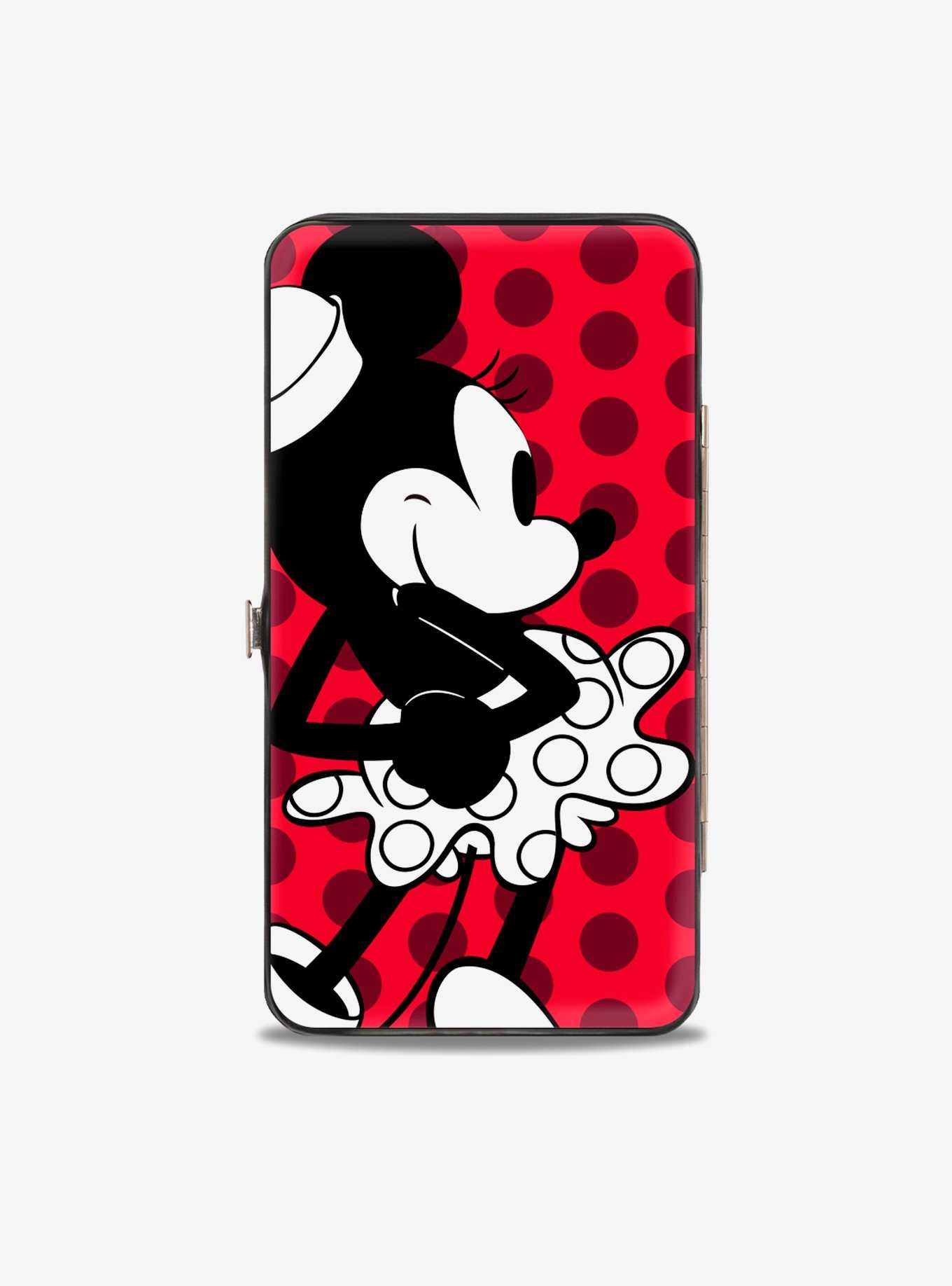Disney Minnie Mouse Vintage Minnie Smiling Pose Front Back Dots Hinged Wallet, , hi-res
