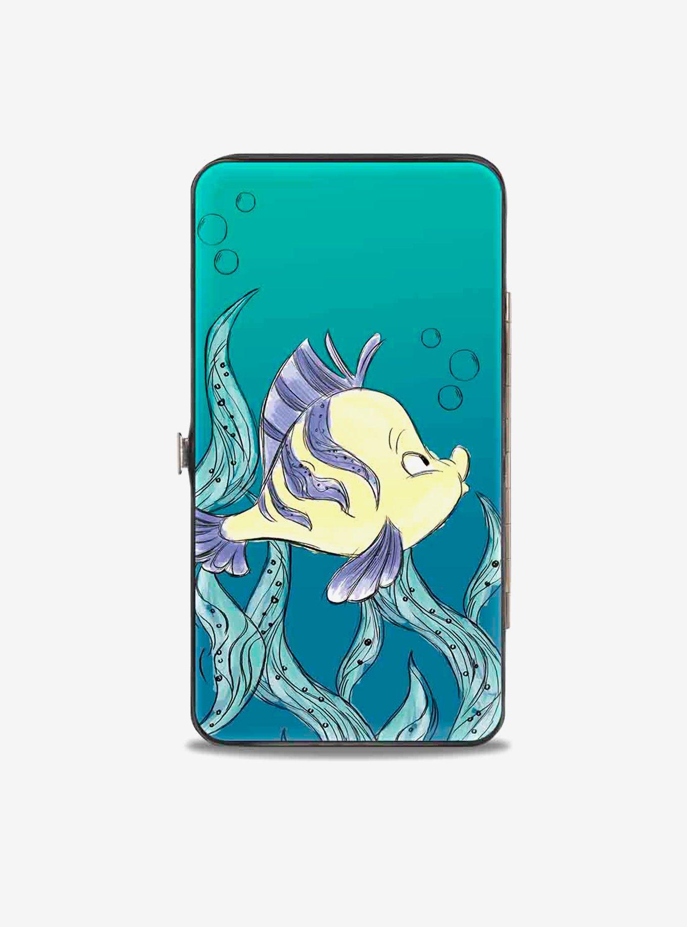 Disney The Little Mermaid Ariel Over Shoulder Flounder Sketch Poses Hinged Wallet