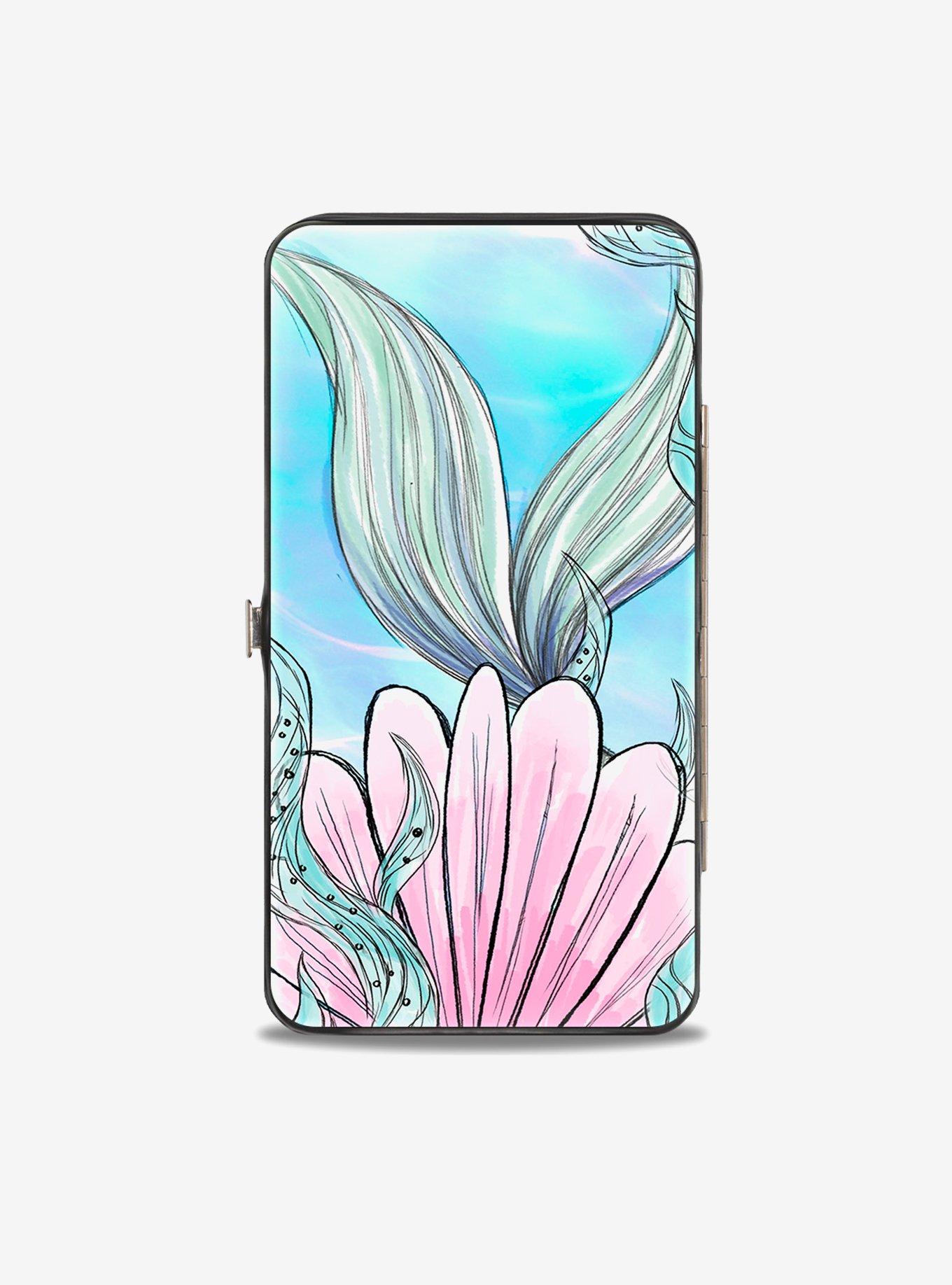 Disney The Little Mermaid Ariel Over Shoulder Sketch Pose Tail Shells Hinged Wallet, , alternate