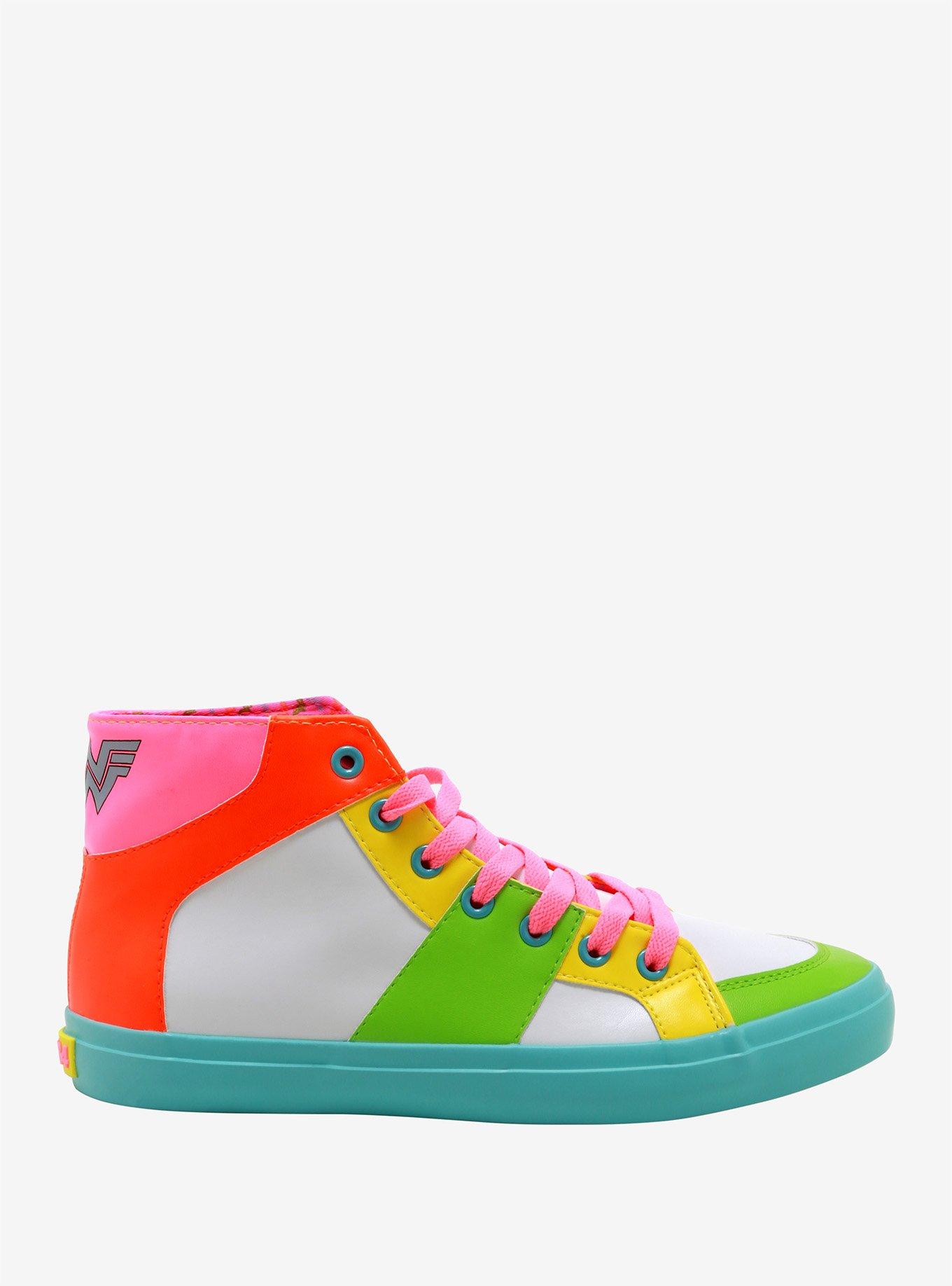 DC Comics Wonder Woman 1984 Neon Color-Block Hi-Top Sneakers, MULTI, alternate