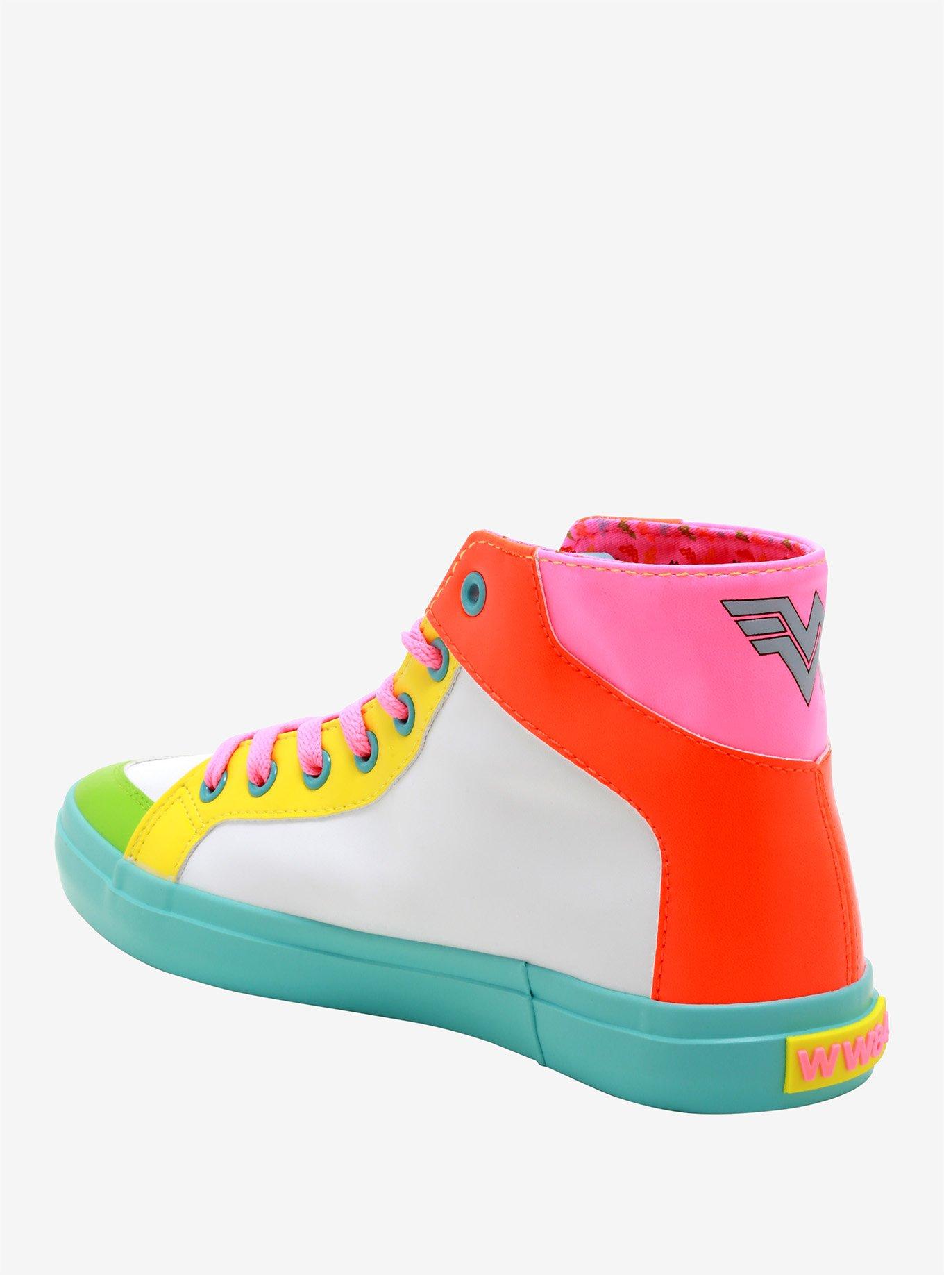 DC Comics Wonder Woman 1984 Neon Color-Block Hi-Top Sneakers, MULTI, alternate