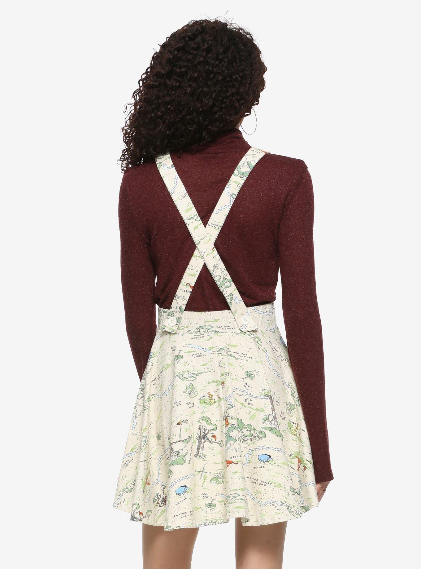 Disney Winnie The Pooh Hundred Acre Wood Map Suspender Skirt, MULTI, alternate