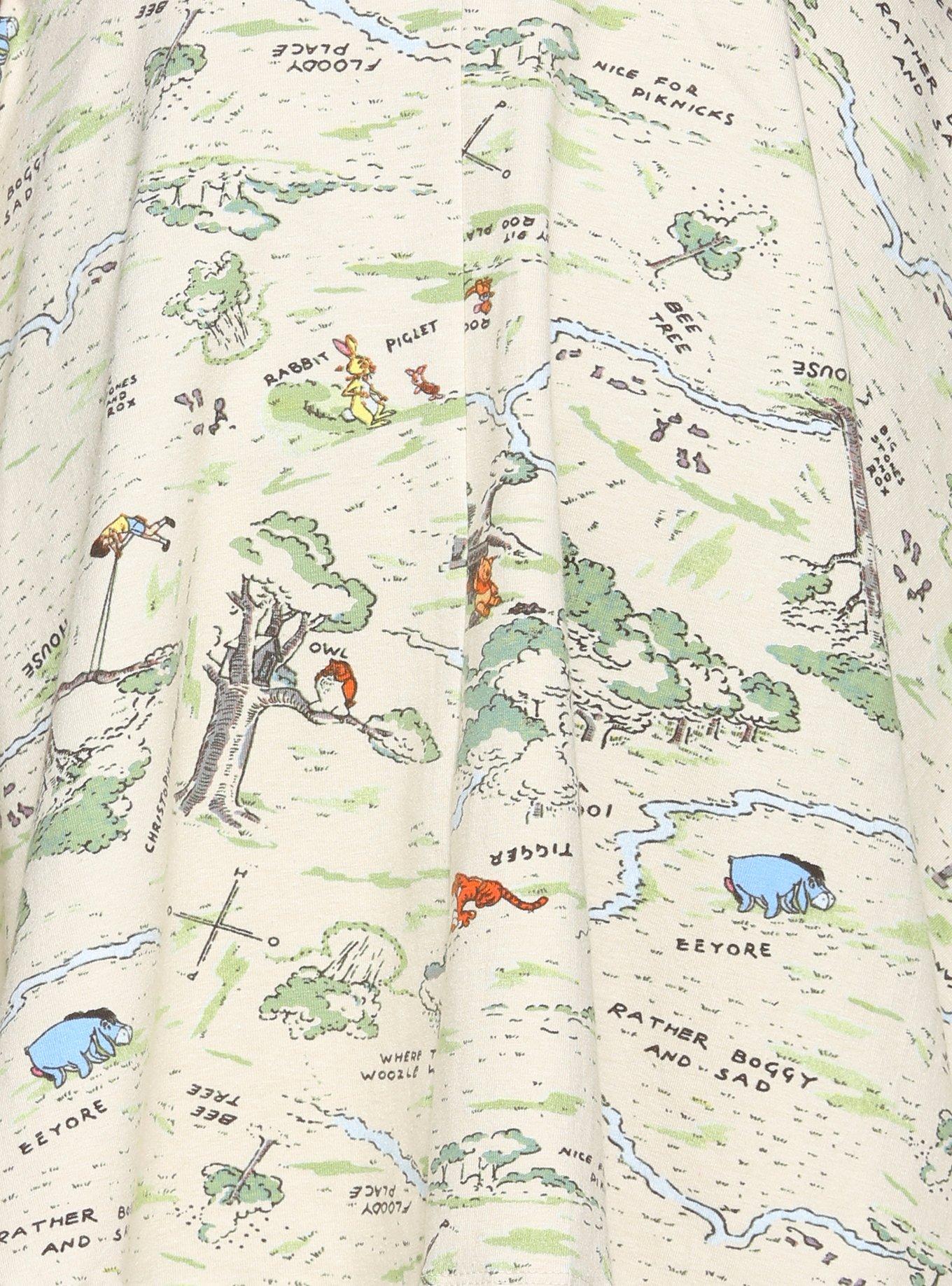 Disney Winnie The Pooh Hundred Acre Wood Map Suspender Skirt, MULTI, alternate