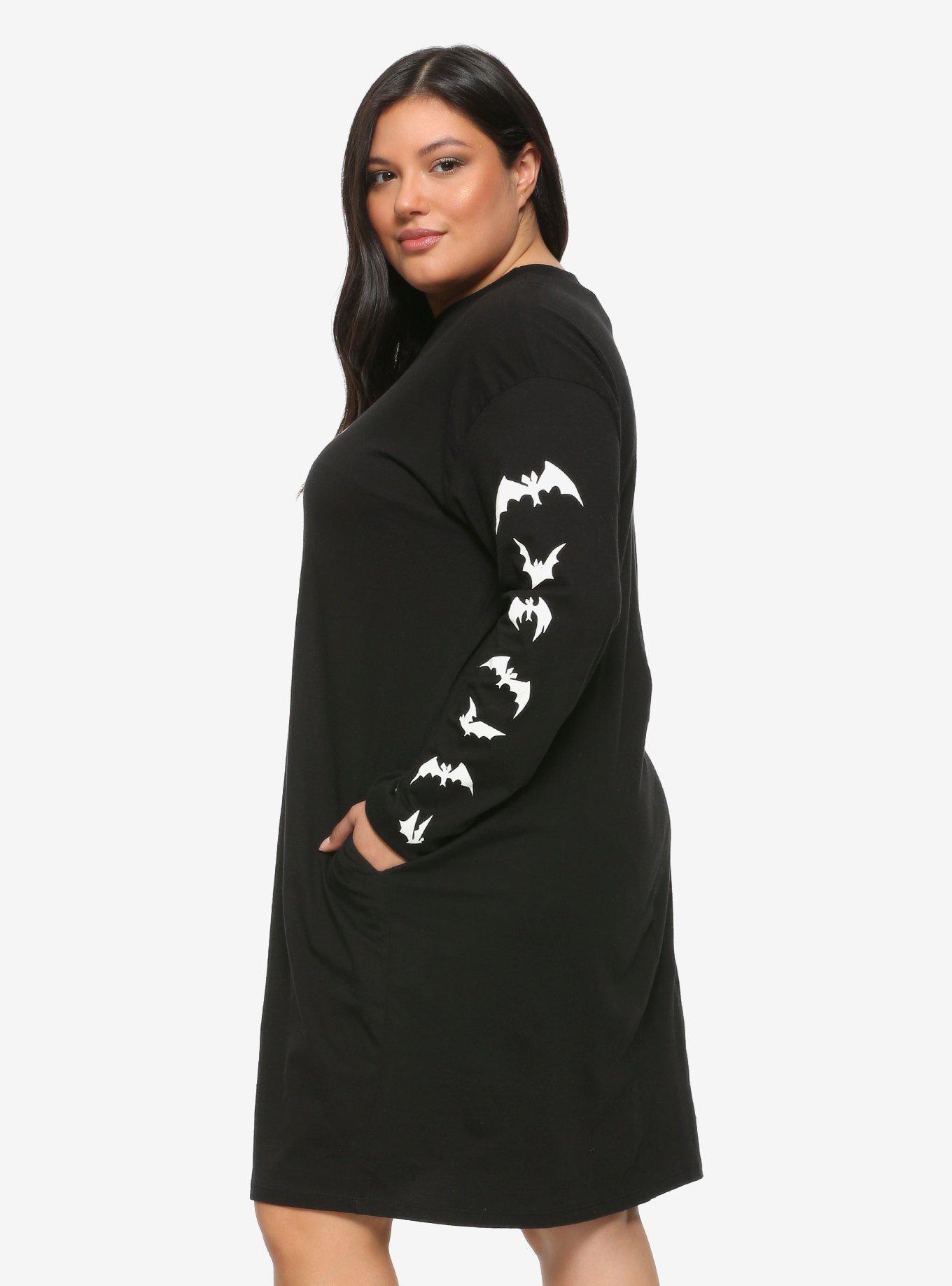 The Nightmare Before Christmas Jack & Sally Glow-In-The-Dark Long-Sleeve T-Shirt Dress Plus Size, MULTI, alternate