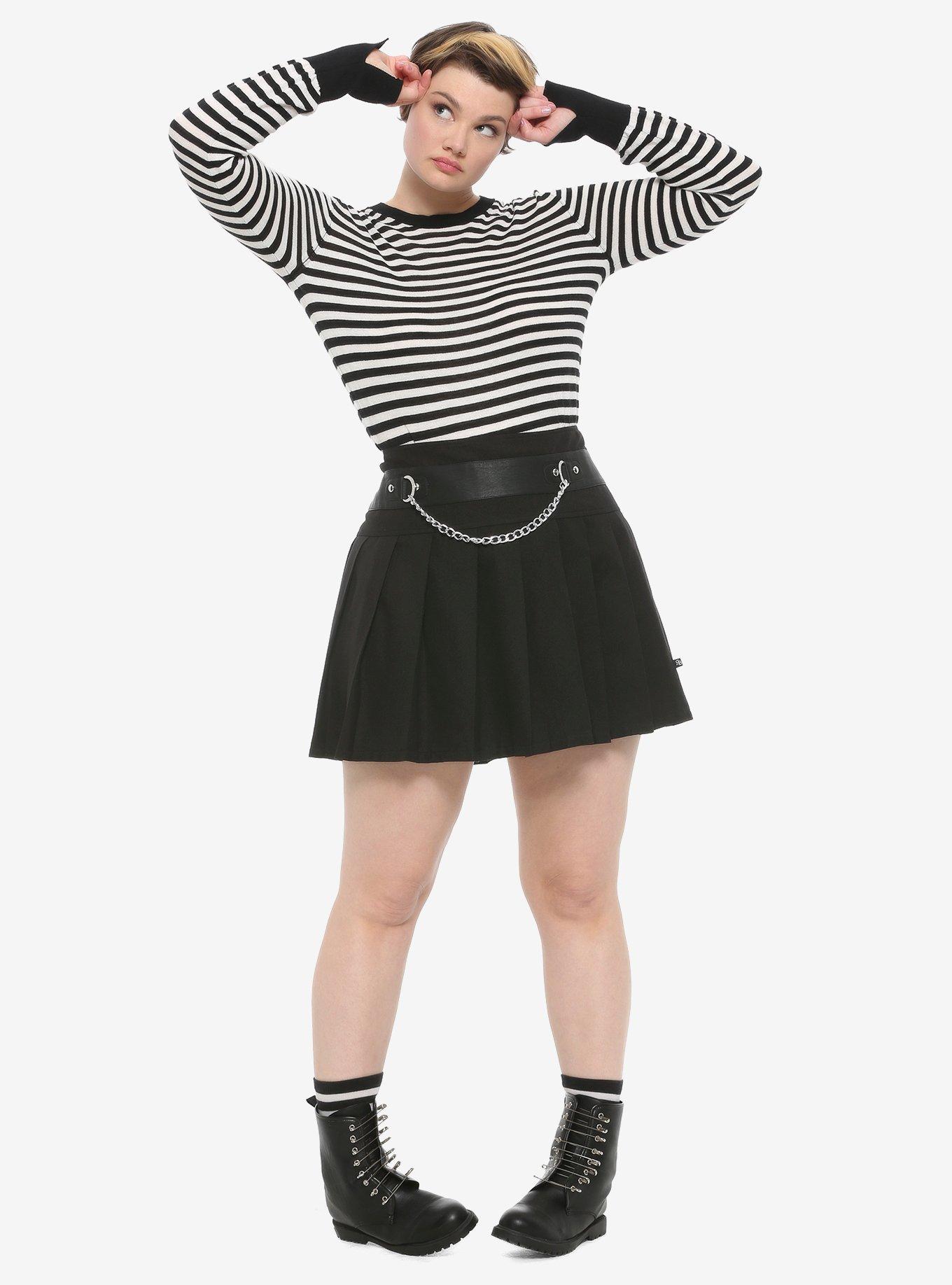 Royal Bones By Tripp Chain Pleated Skirt Plus Size, BLACK, alternate
