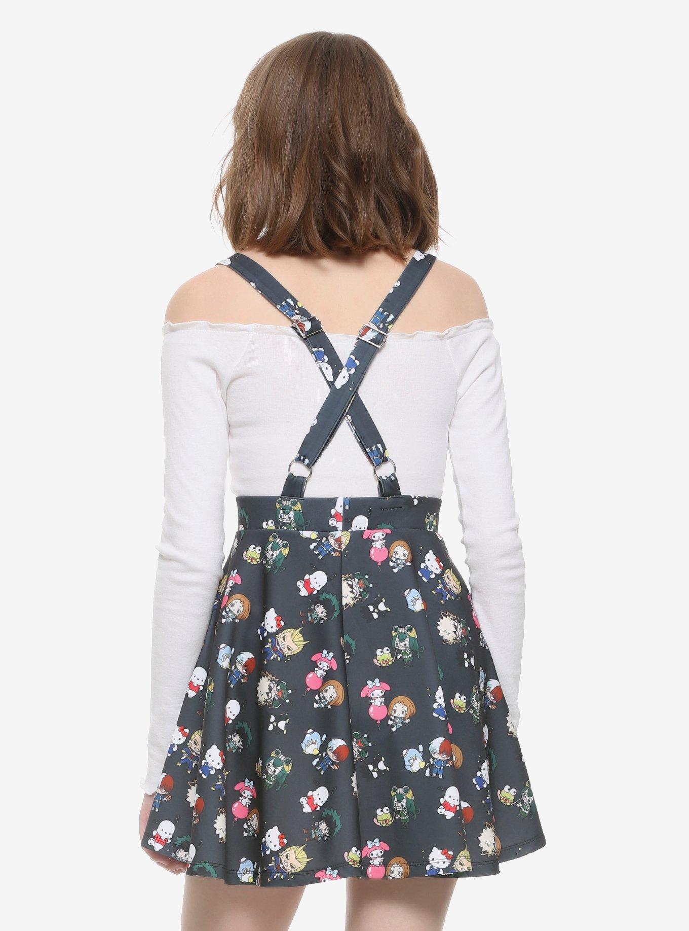 My Hero Academia X Hello Kitty And Friends Characters Suspender Skirt, BLACK, alternate