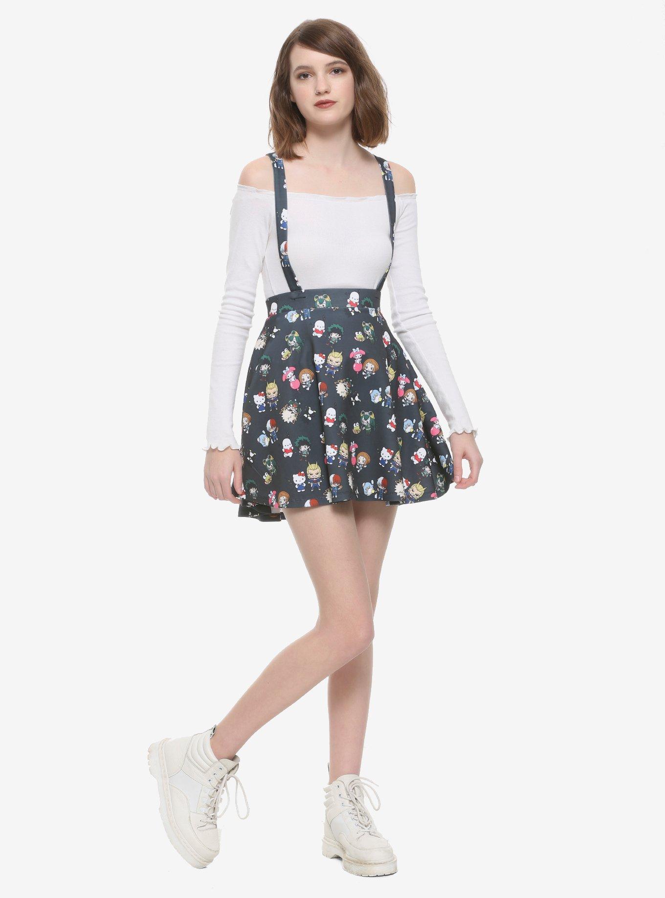 My Hero Academia X Hello Kitty And Friends Characters Suspender Skirt, BLACK, alternate