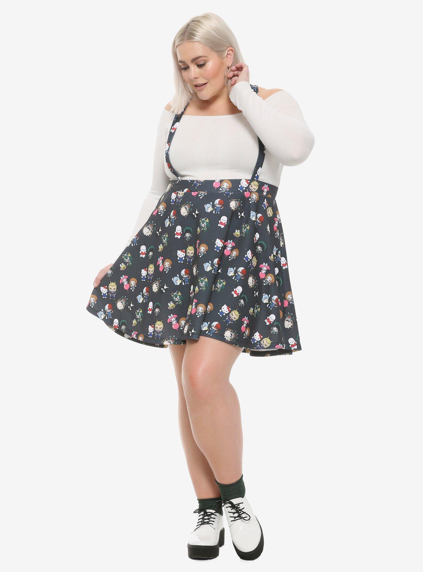 My Hero Academia X Hello Kitty And Friends Characters Suspender Skirt Plus Size, BLACK, alternate