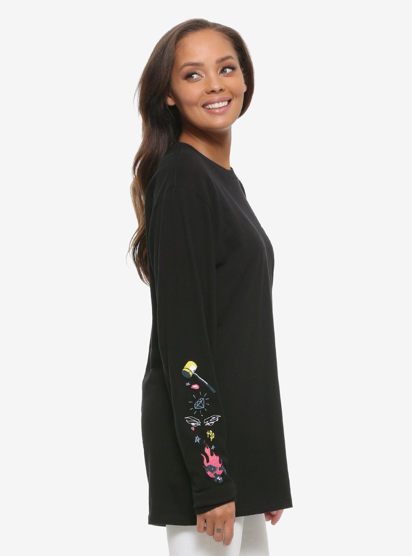 DC Comics Birds of Prey Harley Quinn Women's Long Sleeve T-Shirt - BoxLunch Exclusive, BLACK, alternate