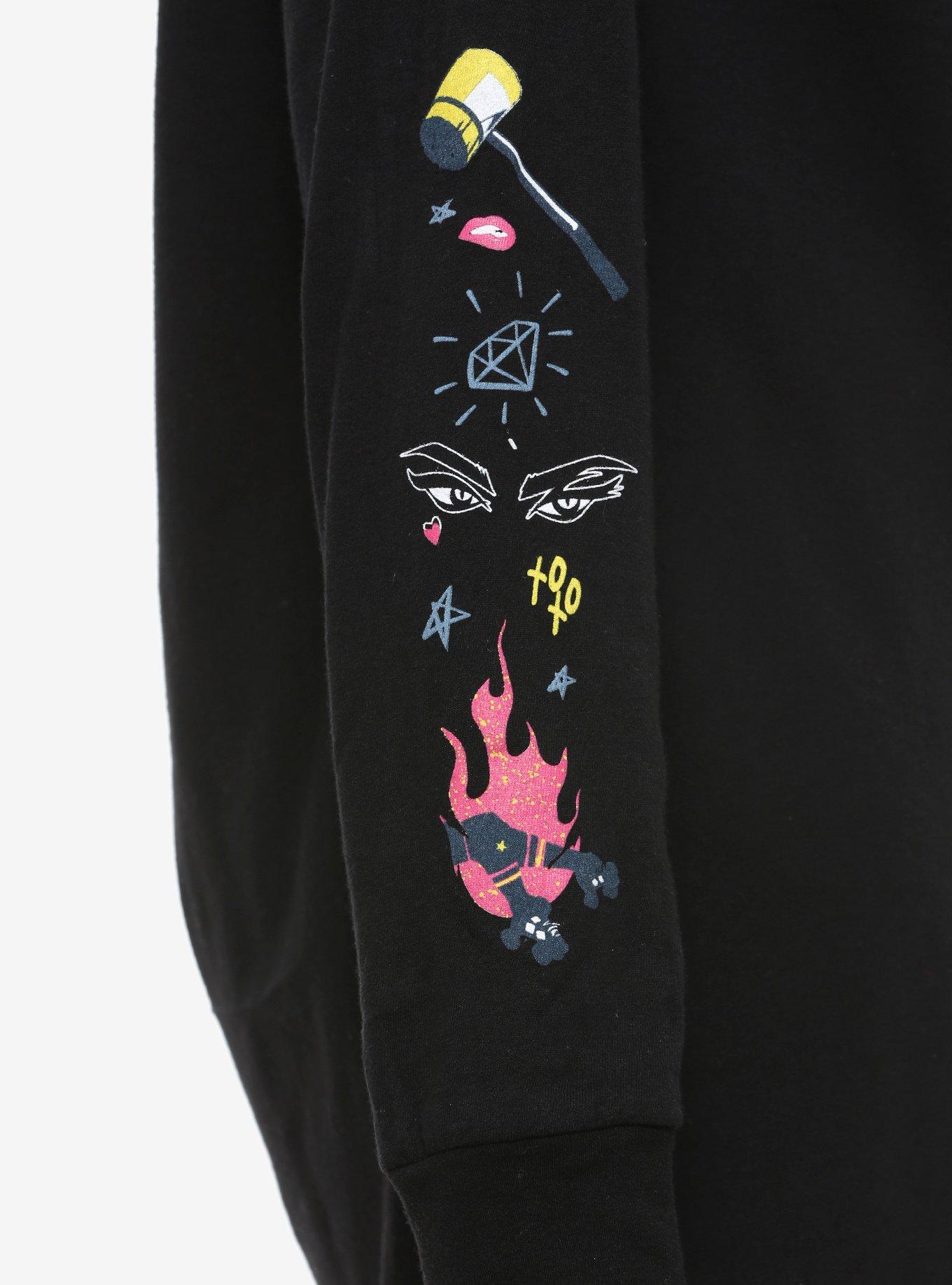 DC Comics Birds of Prey Harley Quinn Women's Long Sleeve T-Shirt - BoxLunch Exclusive, BLACK, alternate