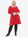 Chilling Adventures Of Sabrina Lace Collar Button-Front Dress Plus Size, RED, alternate